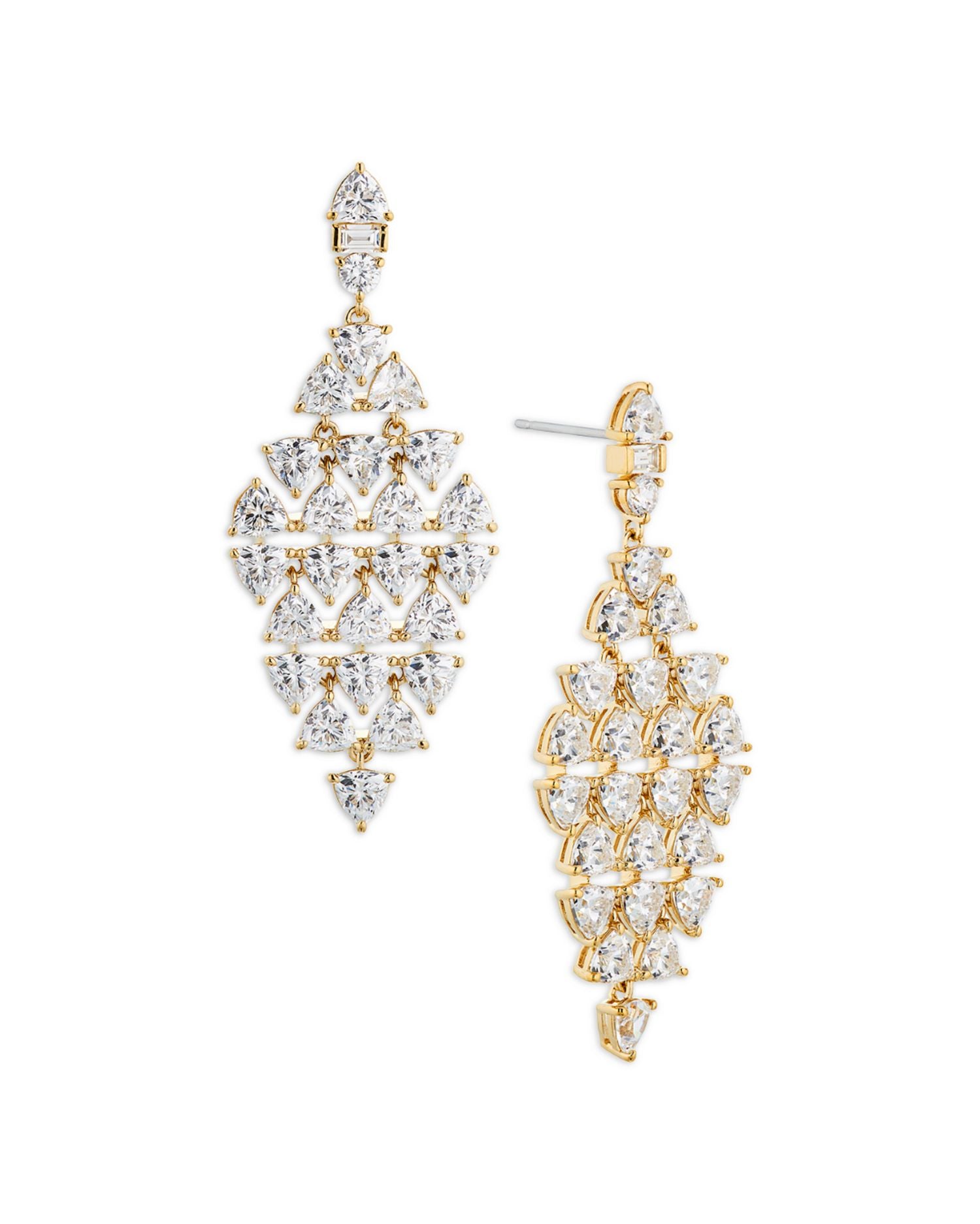 Trillion Cubic Zirconia Kite Shape Drop Earrings