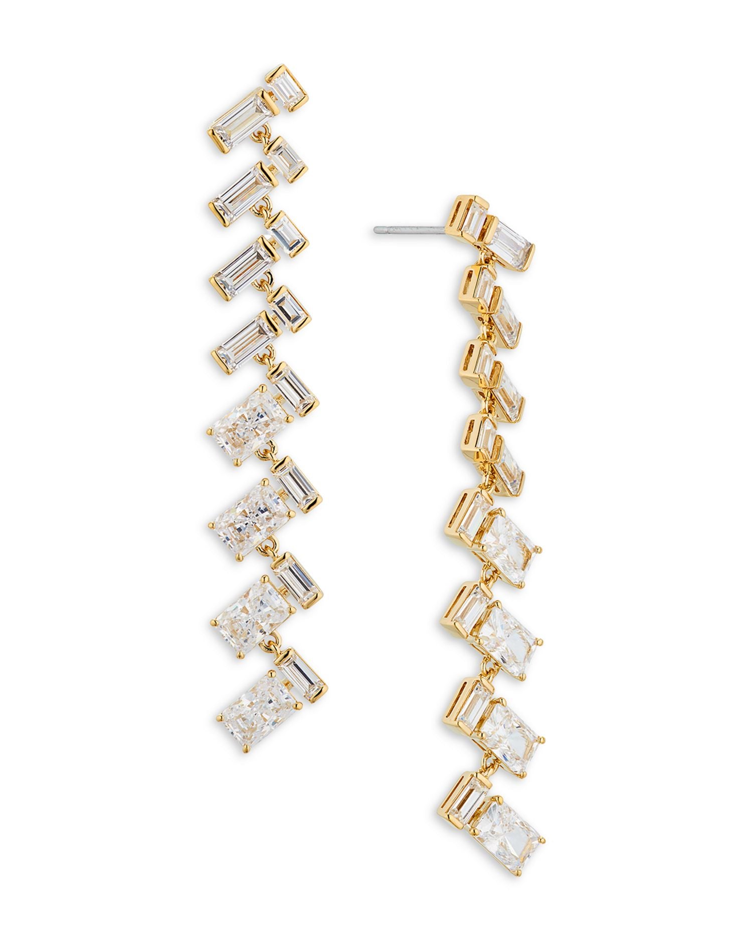 Gwen Cubic Zirconia Herringbone Linear Drop Earrings