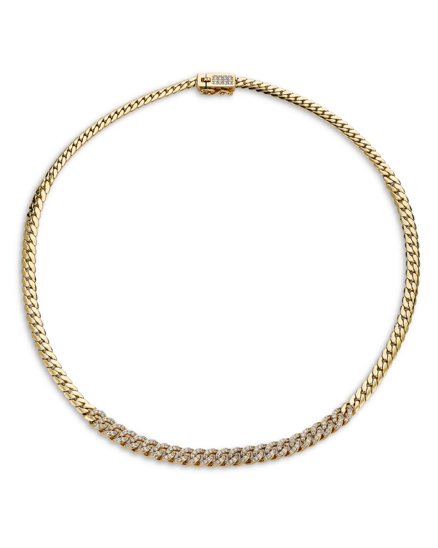 Twilight Pavé Link & Curb Chain Collar Necklace in 18K Gold Plated, 16'