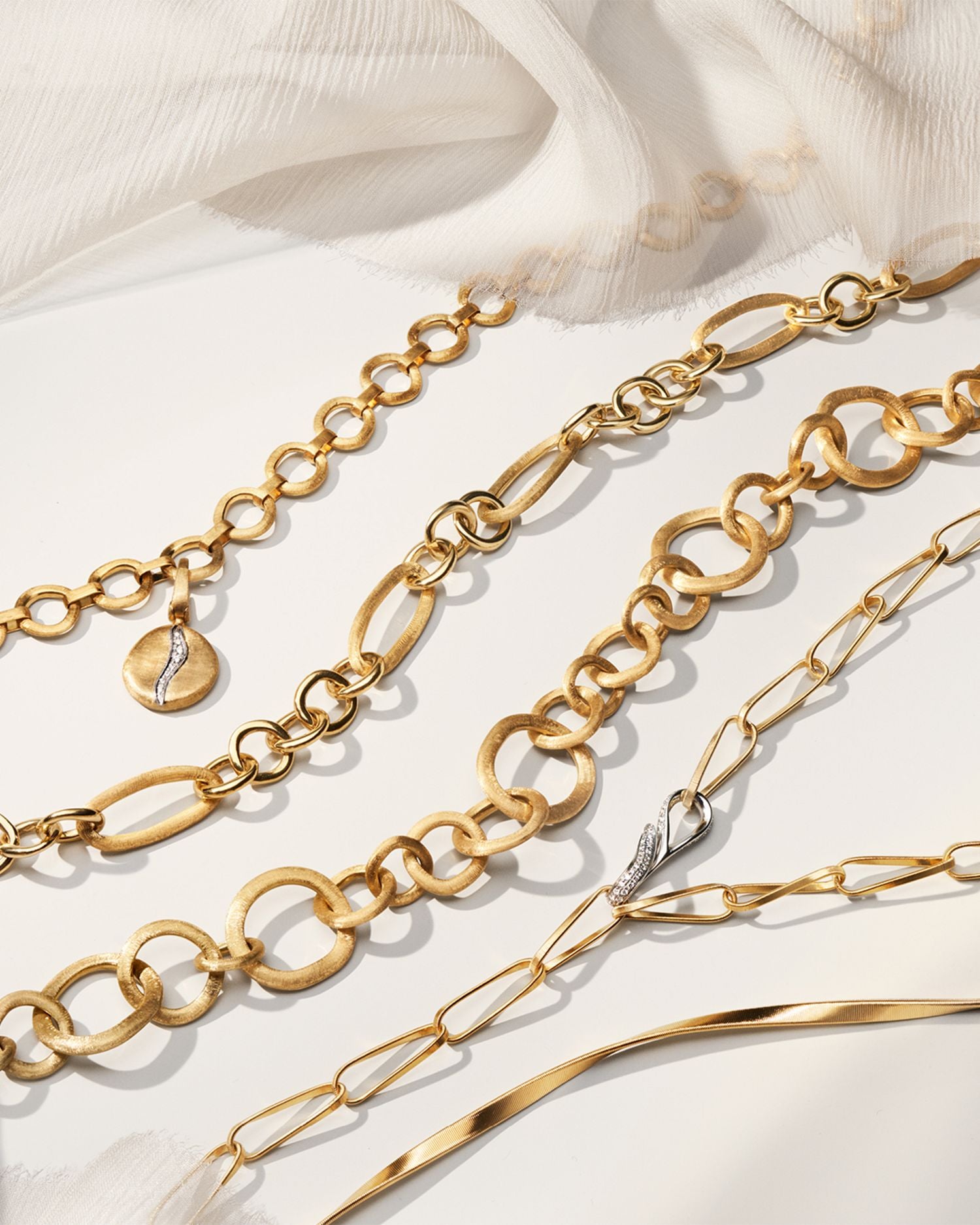 18K Yellow Gold Jaipur Flat Link Statement Necklace, 17'