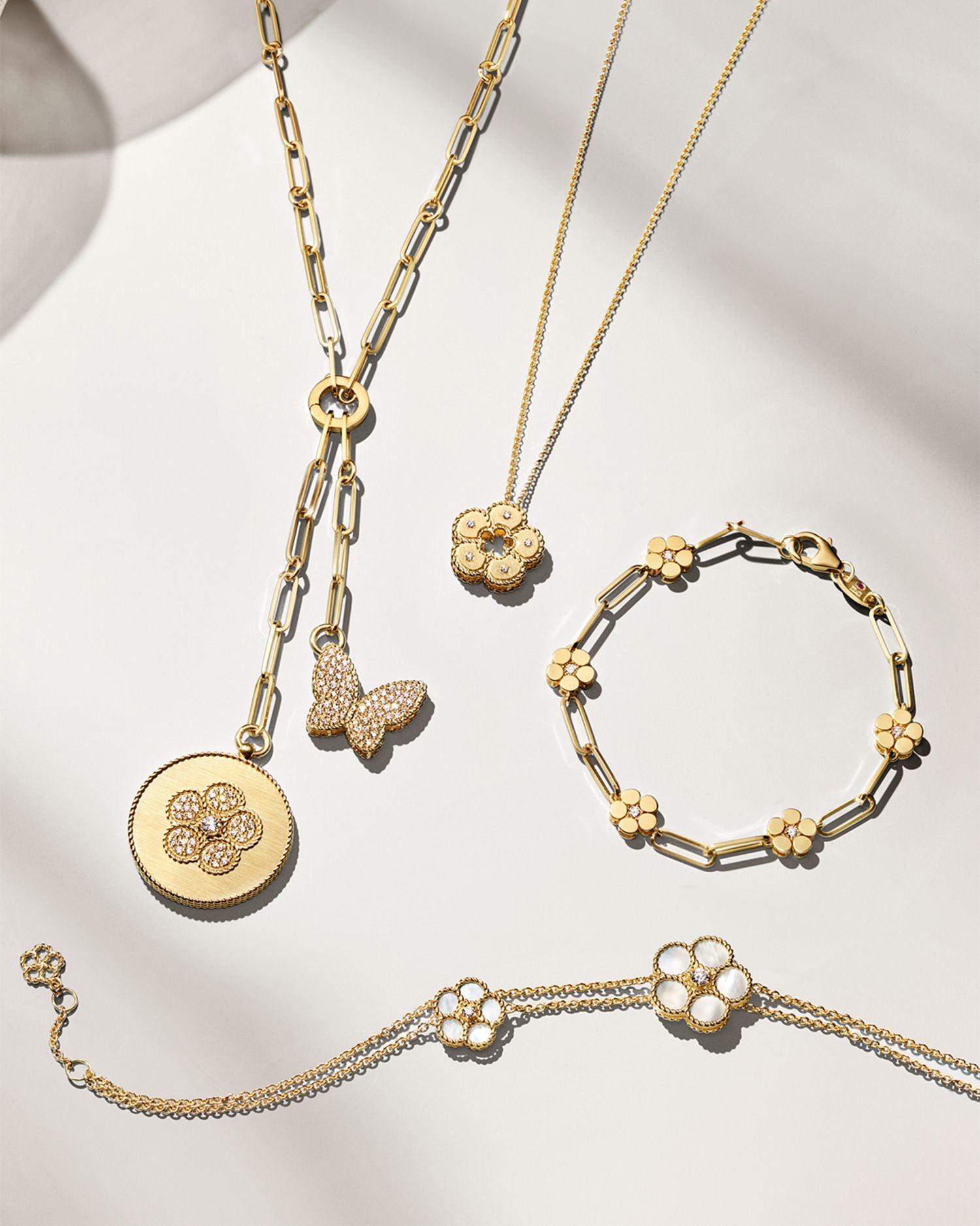 18K Yellow Gold Daisy Diamond Paperclip Chain Bracelet - Exclusive