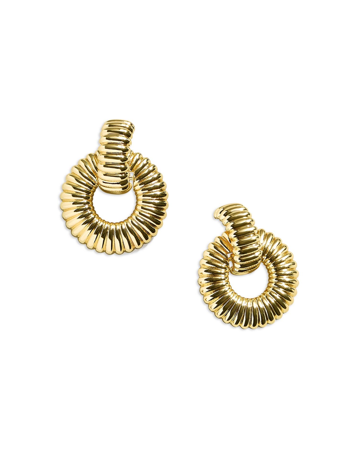 Marigold Textured Link Drop Earrings in Gold Tone