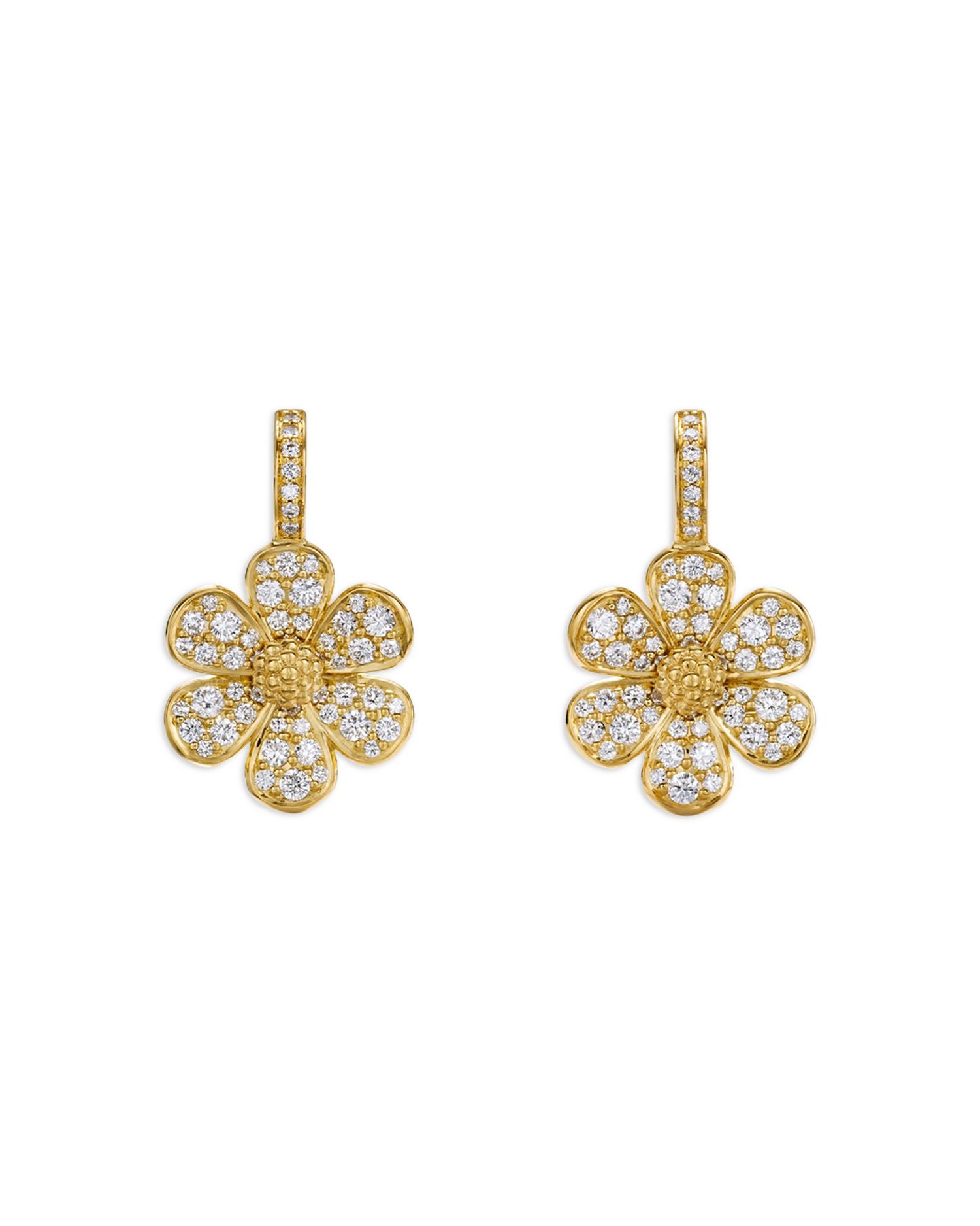 18K Yellow Gold Diamond Snow Flower Earrings