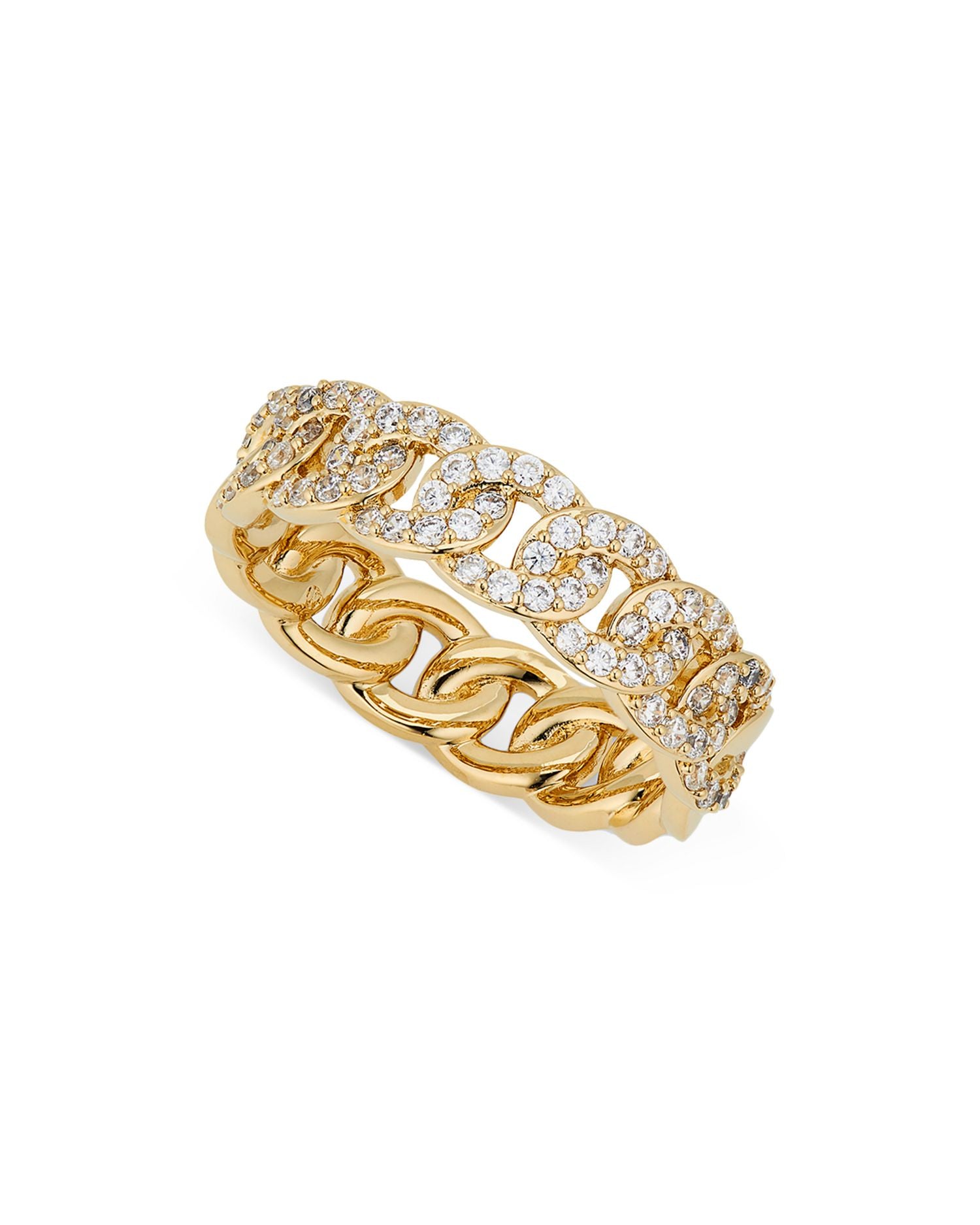 Twilight Pavé Curb Chain Band Ring in 18K Gold Plated