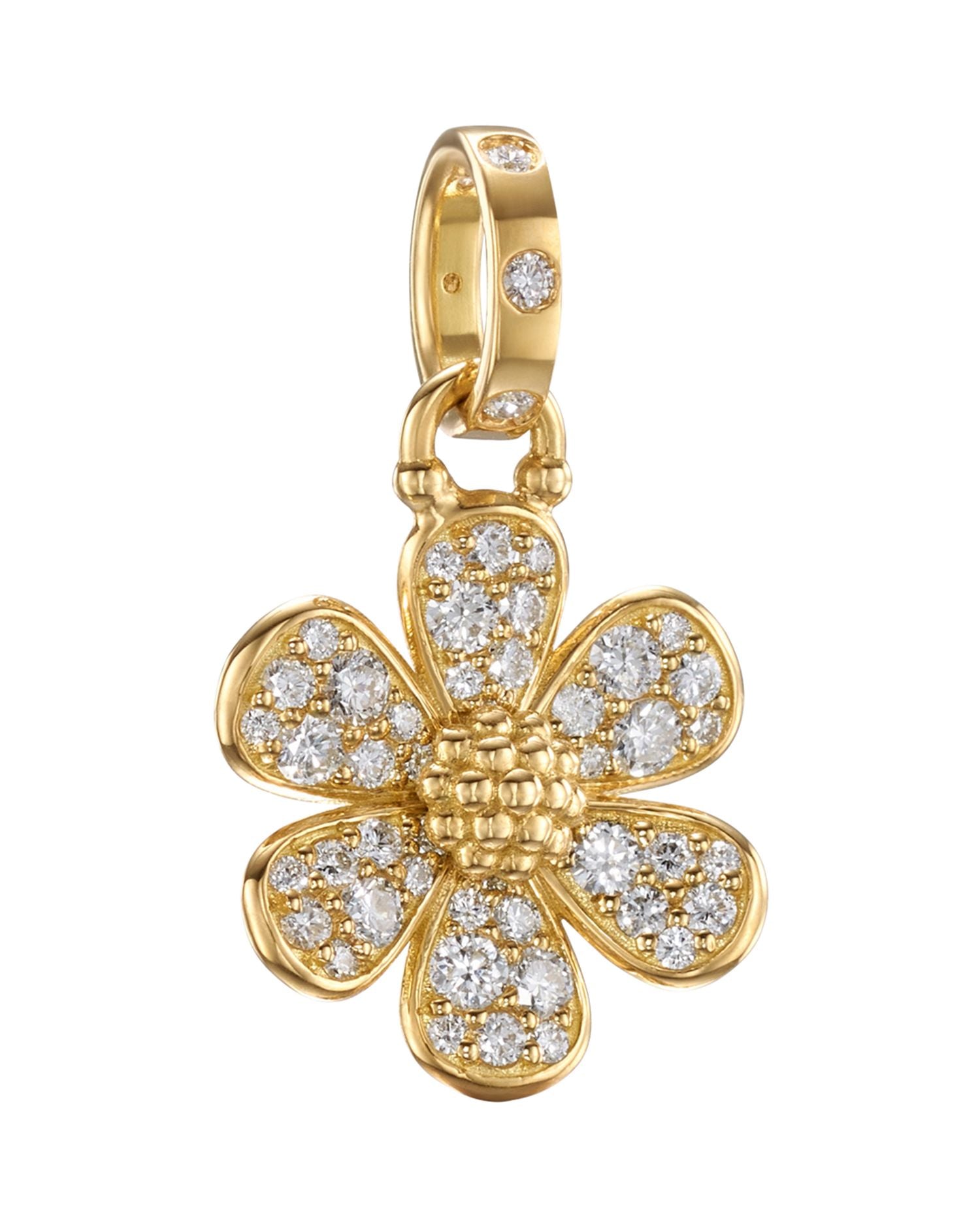 18K Yellow Gold Diamond Snow Flower Pendant