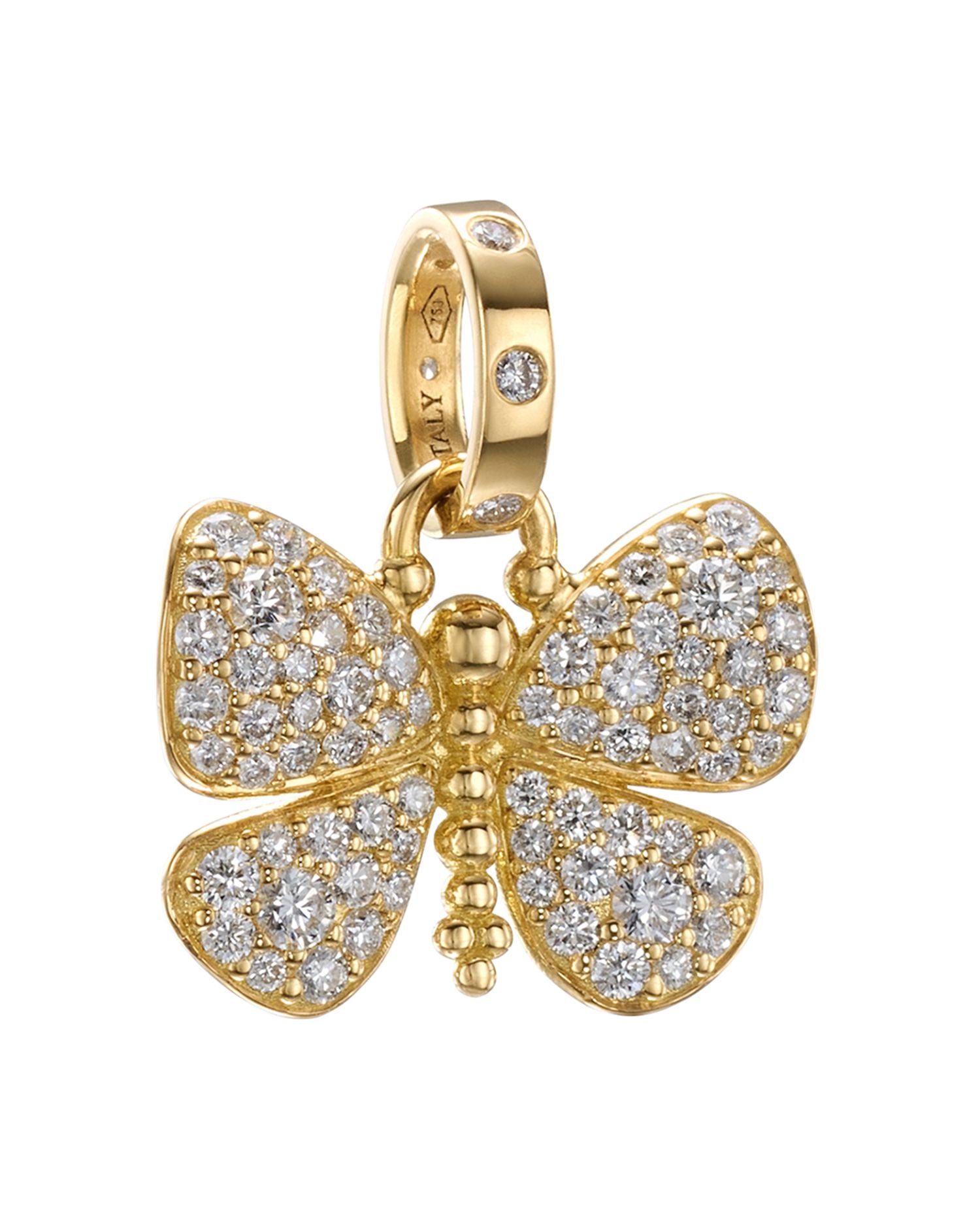 18K Yellow Gold Diamond Snow Butterfly Pendant