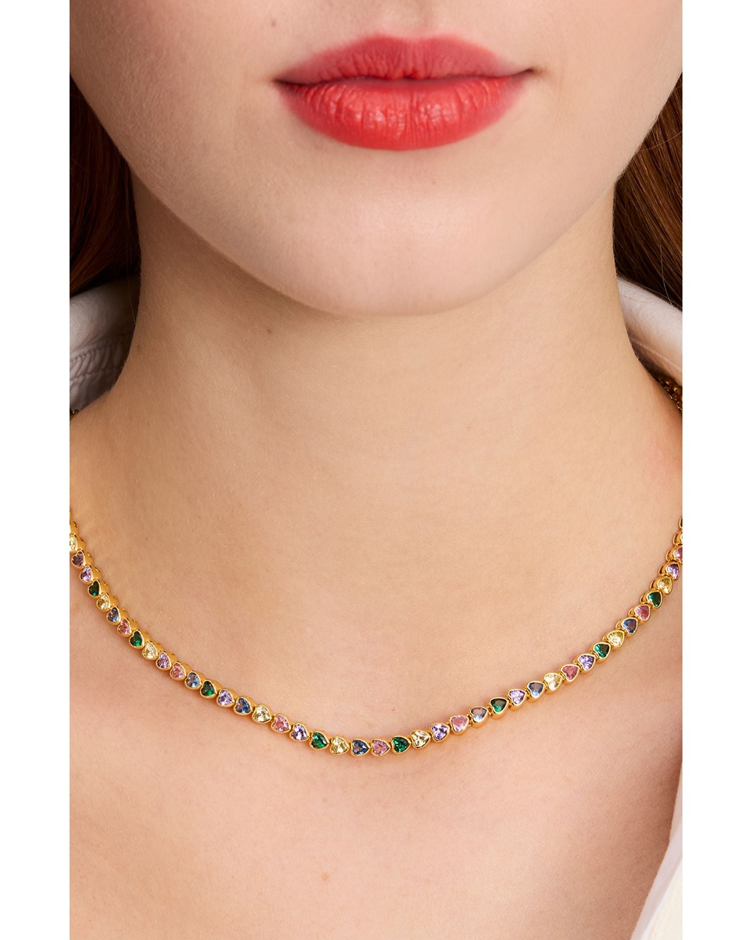 Sweetheart Delicate Tennis Necklace, 16"