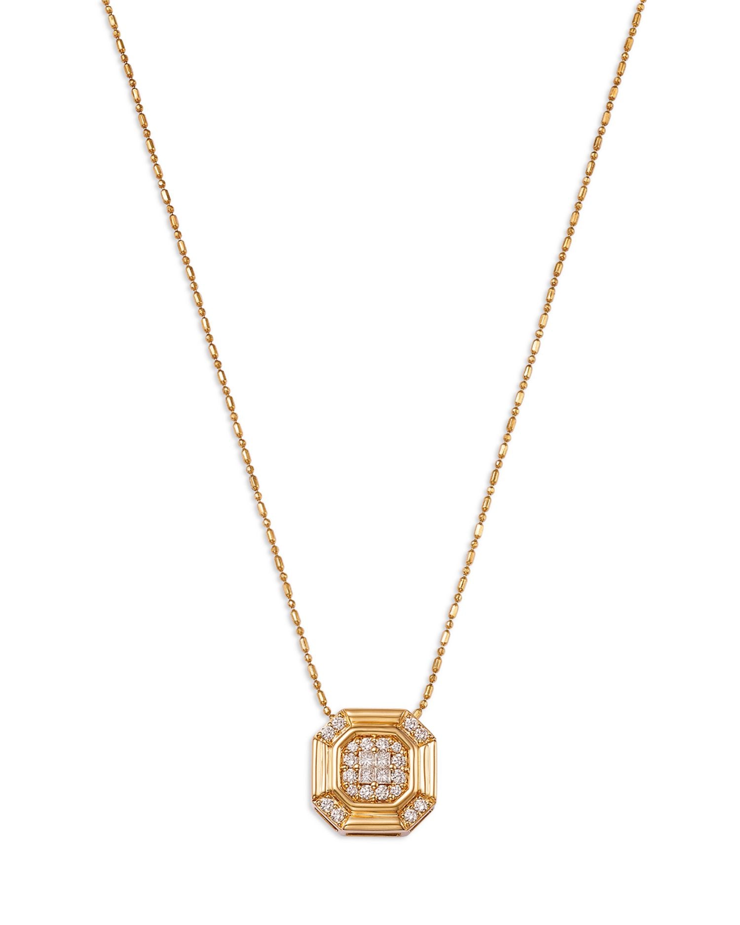 Diamond Octagon Cluster Pendant Necklace in 14K Yellow Gold, 0.50 ct. t.w.