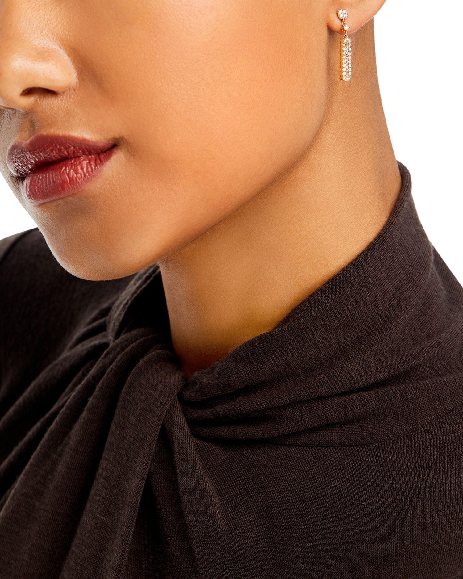 Diamond Round & Baguette Drop Earrings in 14K Yellow Gold, 0.70 ct. t.w.