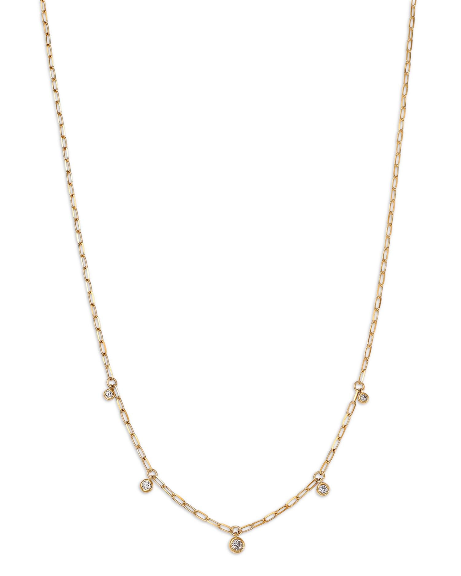 Diamond Bezel Dangle Collar Necklace in 14K Yellow Gold, 0.25 ct. t.w.