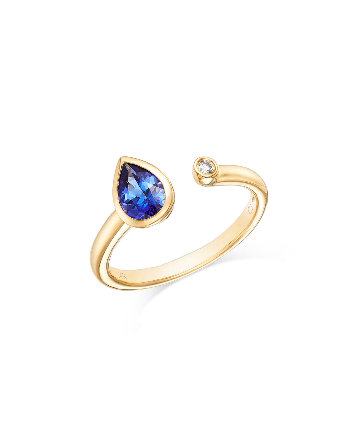 Tanzanite & Diamond Cuff Ring in 14K Yellow Gold