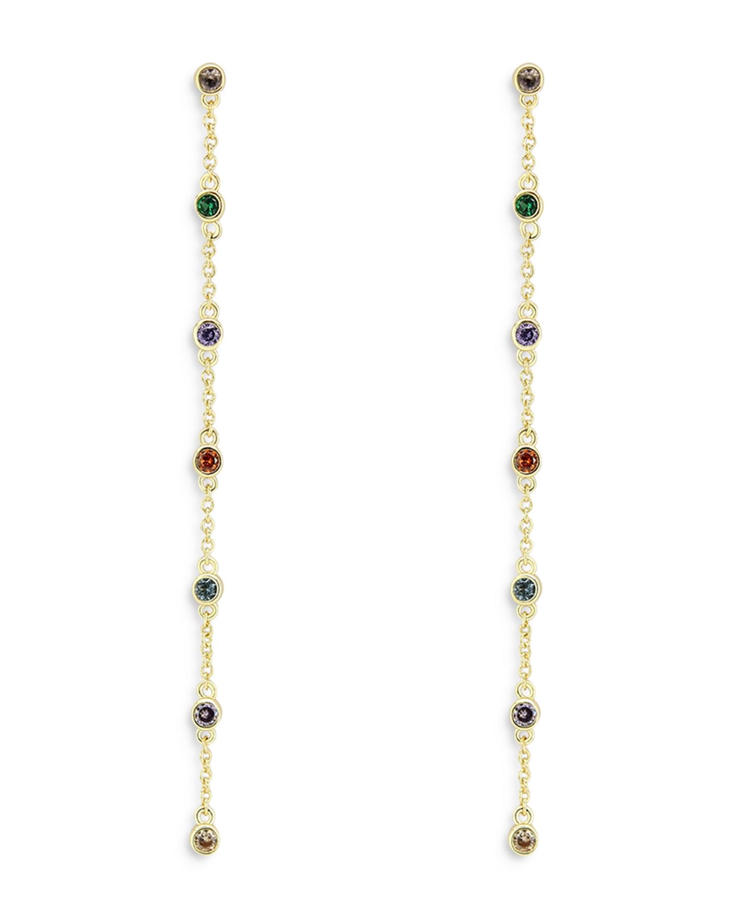 Multicolor Bezel Drop Earrings - Exclusive