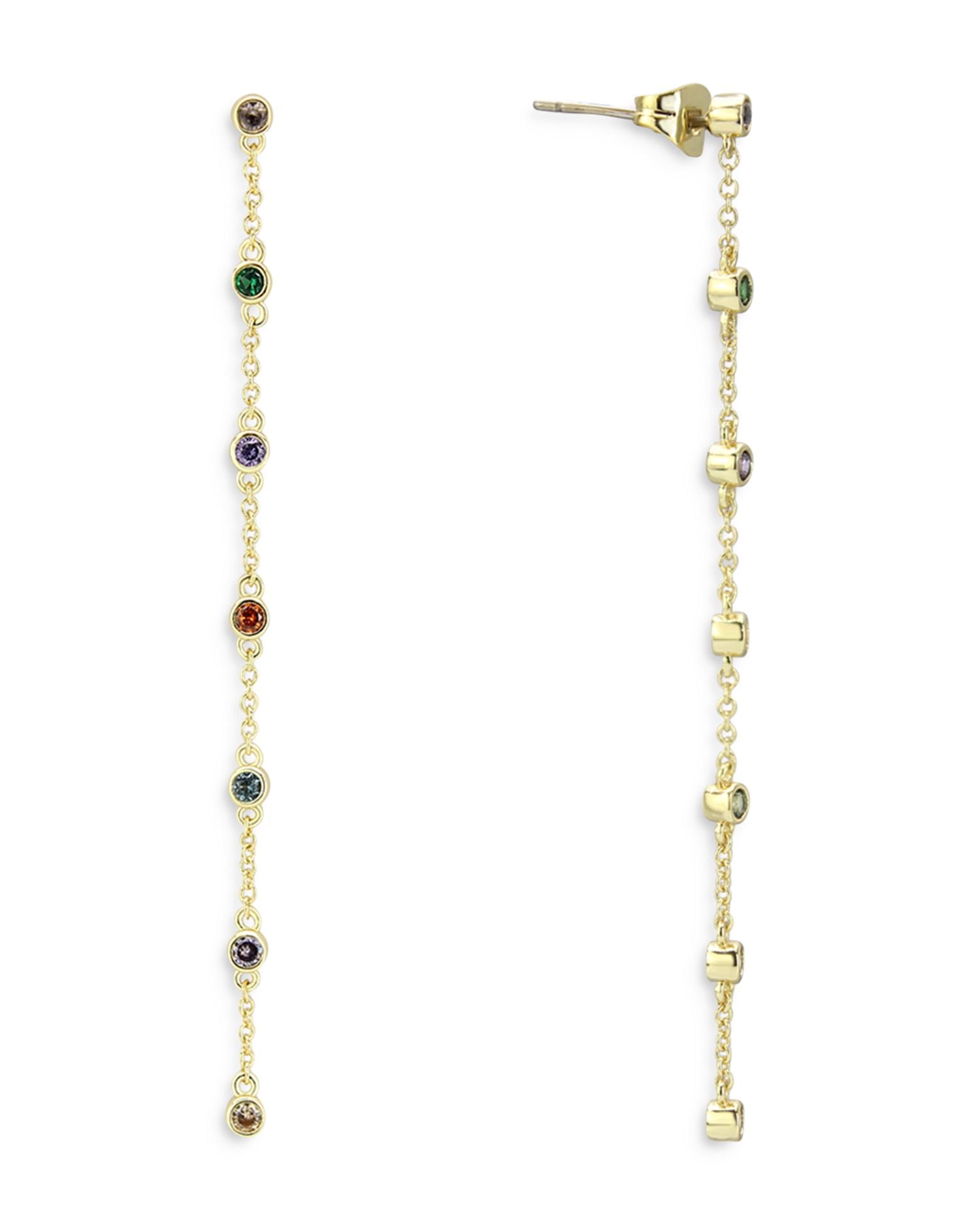 Multicolor Bezel Drop Earrings - Exclusive