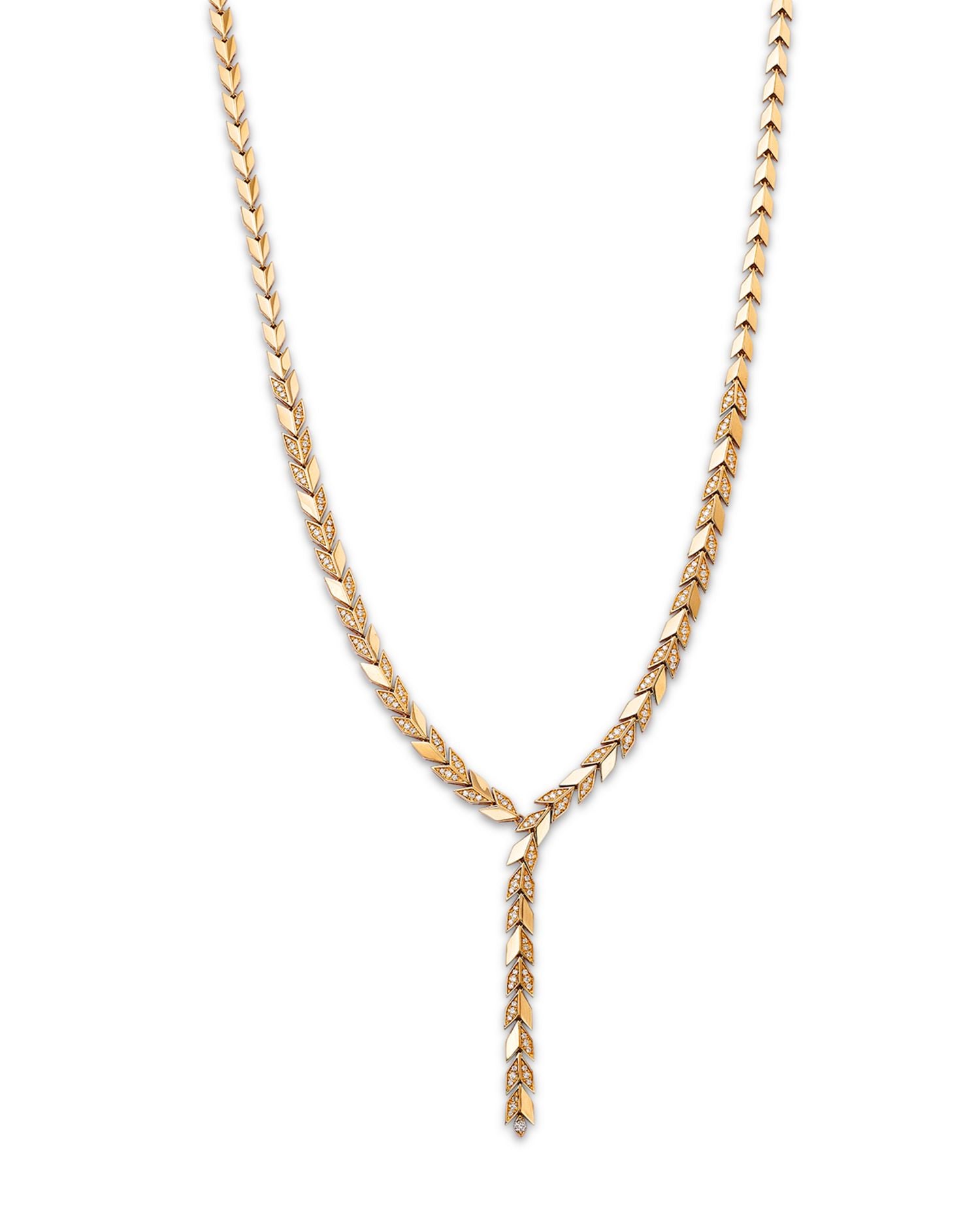 Diamond Chevron Lariat Necklace in 14K Yellow Gold, 0.85 ct. t.w.