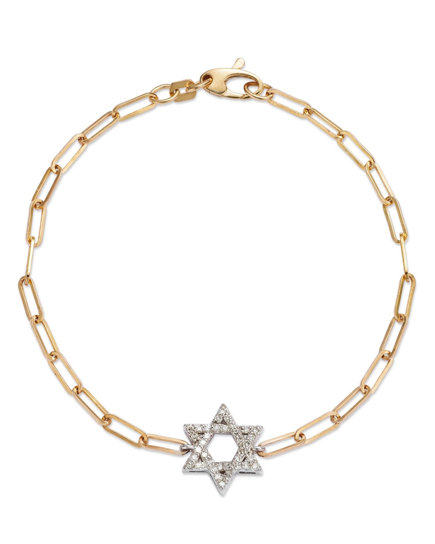 Diamond Star of David Bracelet in 14K White and Yellow Gold, 0.18 ct. t.w.