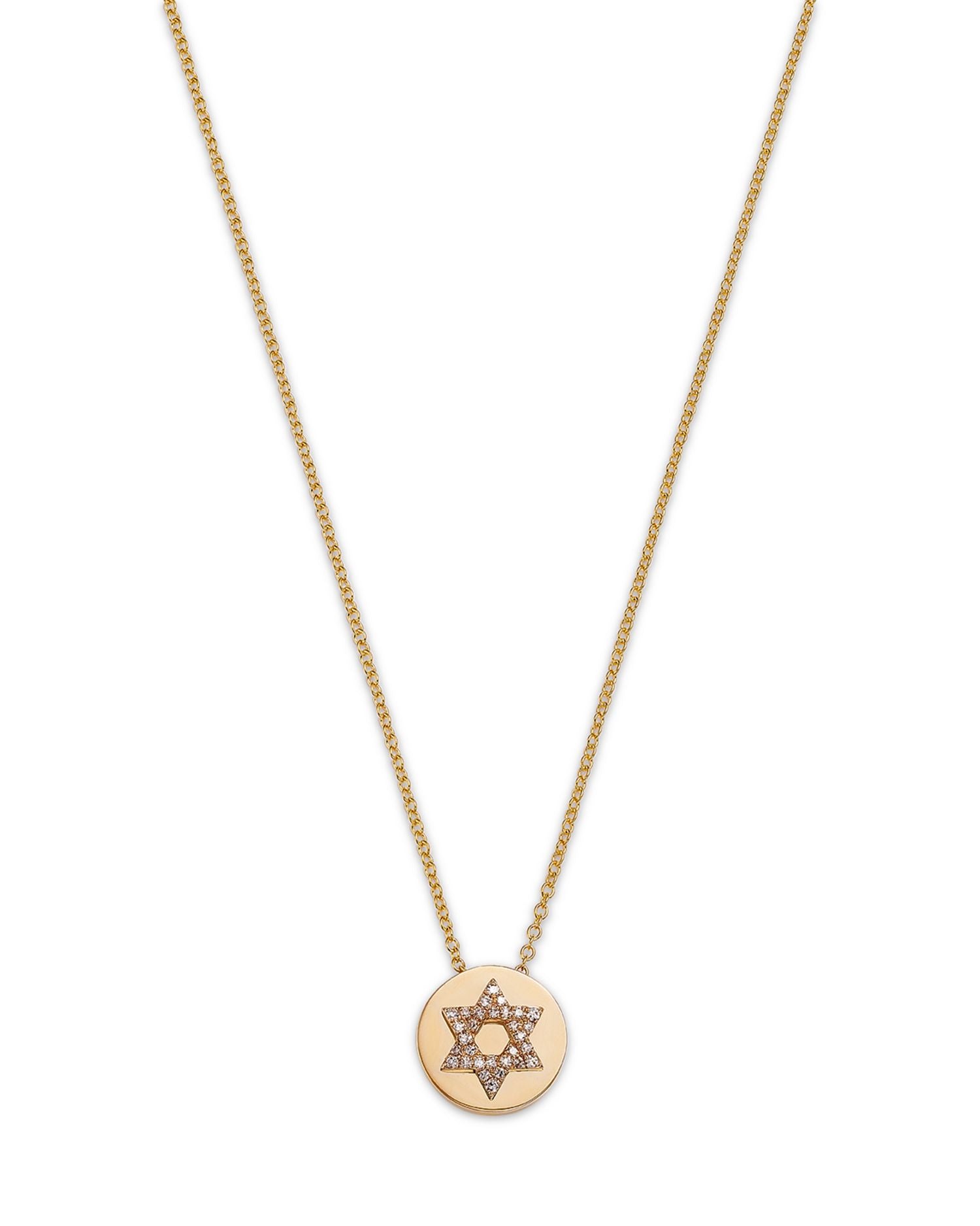 Diamond Star of David Pendant Necklace in 14K Yellow Gold, 0.09 ct. t.w.