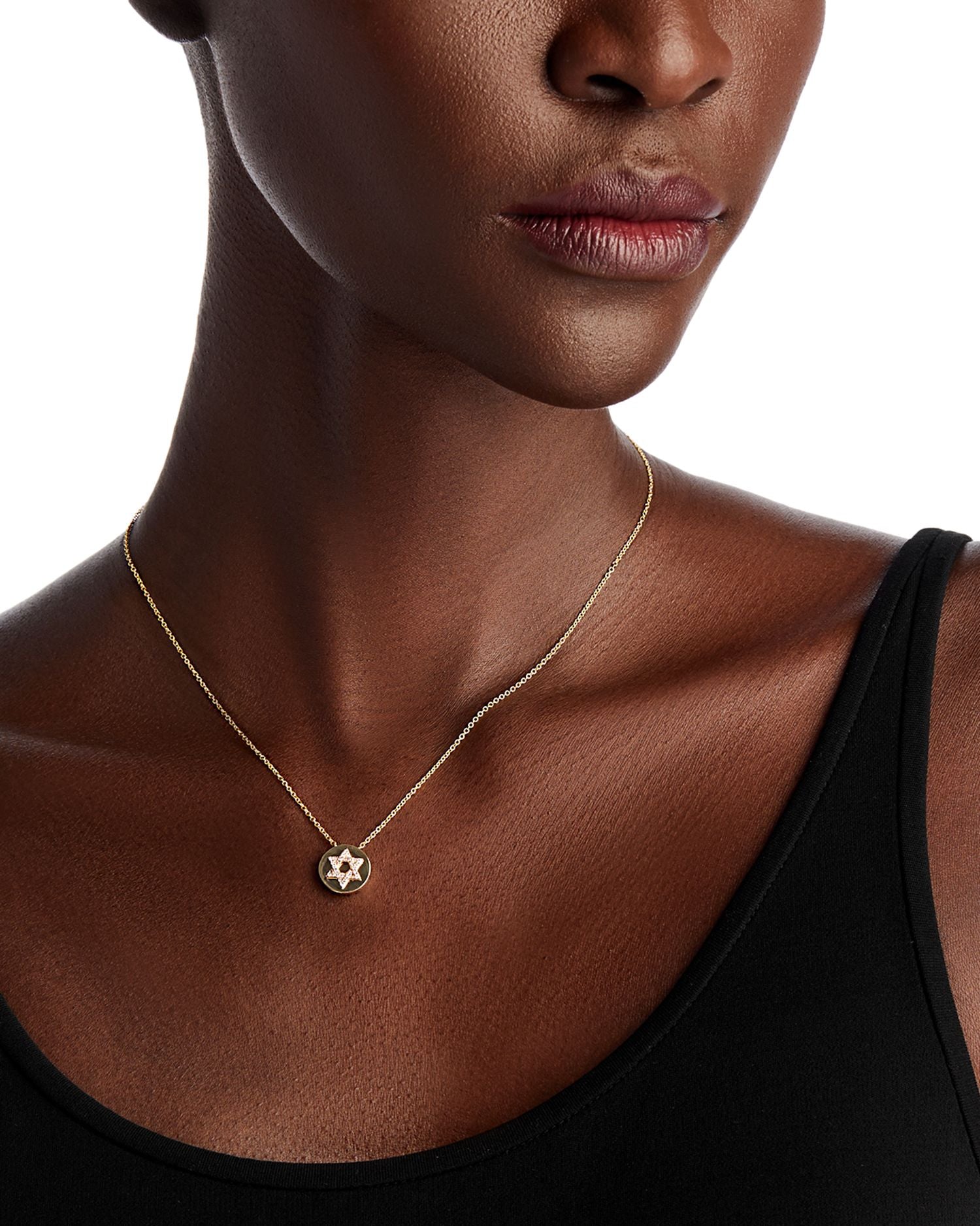 Diamond Star of David Pendant Necklace in 14K Yellow Gold, 0.09 ct. t.w.