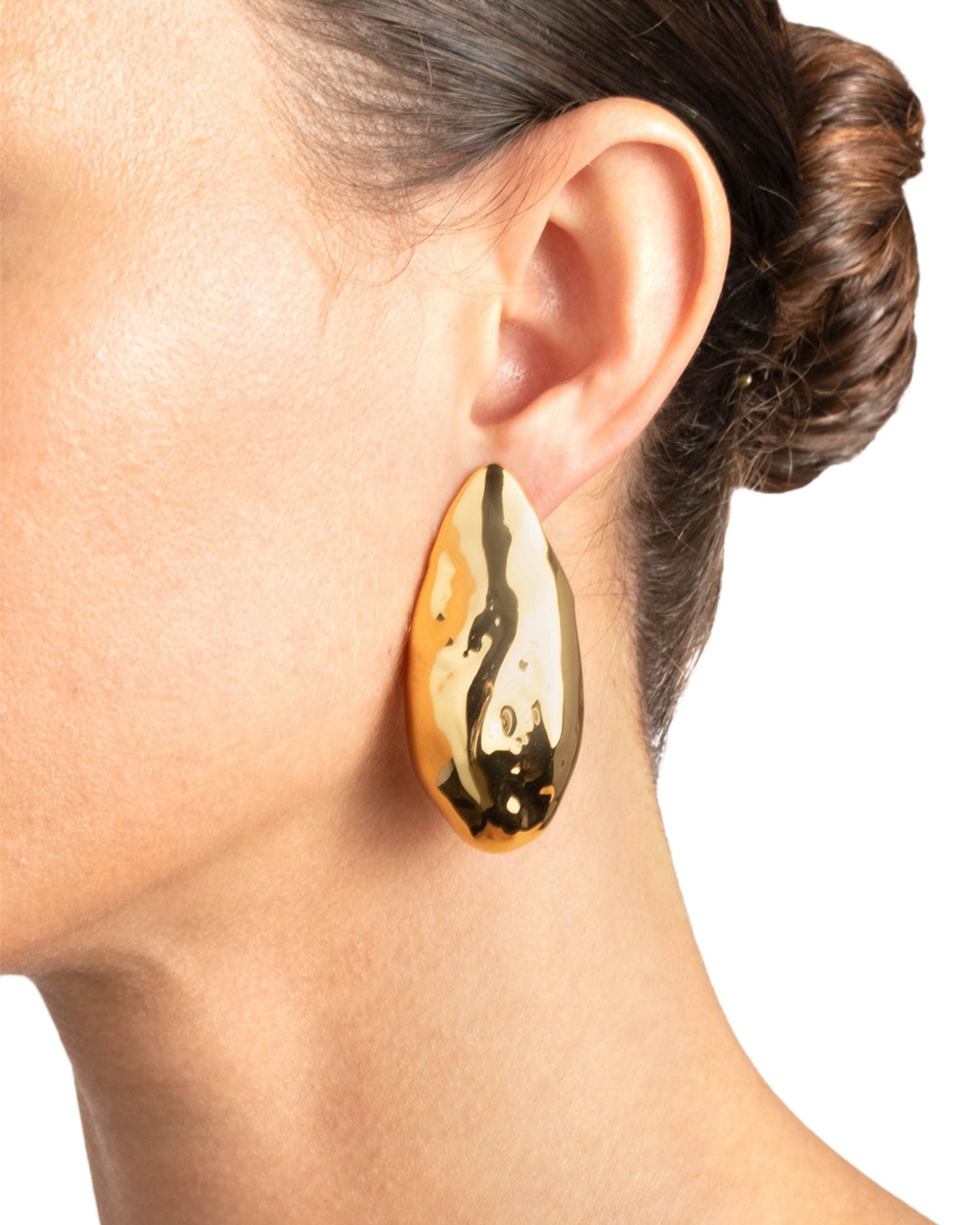 Molten Puffy Teardrop Post Earrings