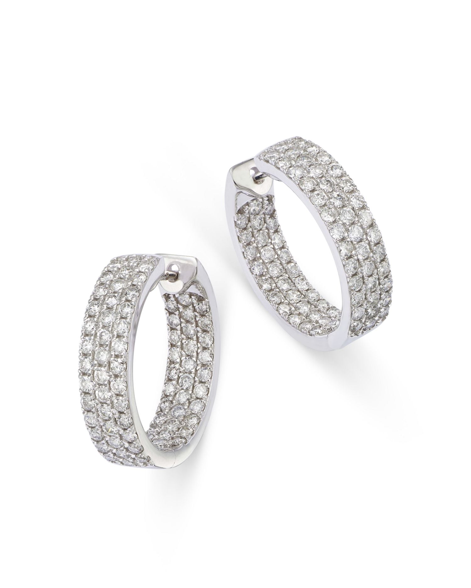 Diamond Inside Out Small Hoop Earrings in 14K White Gold, 2.0 ct. t.w.