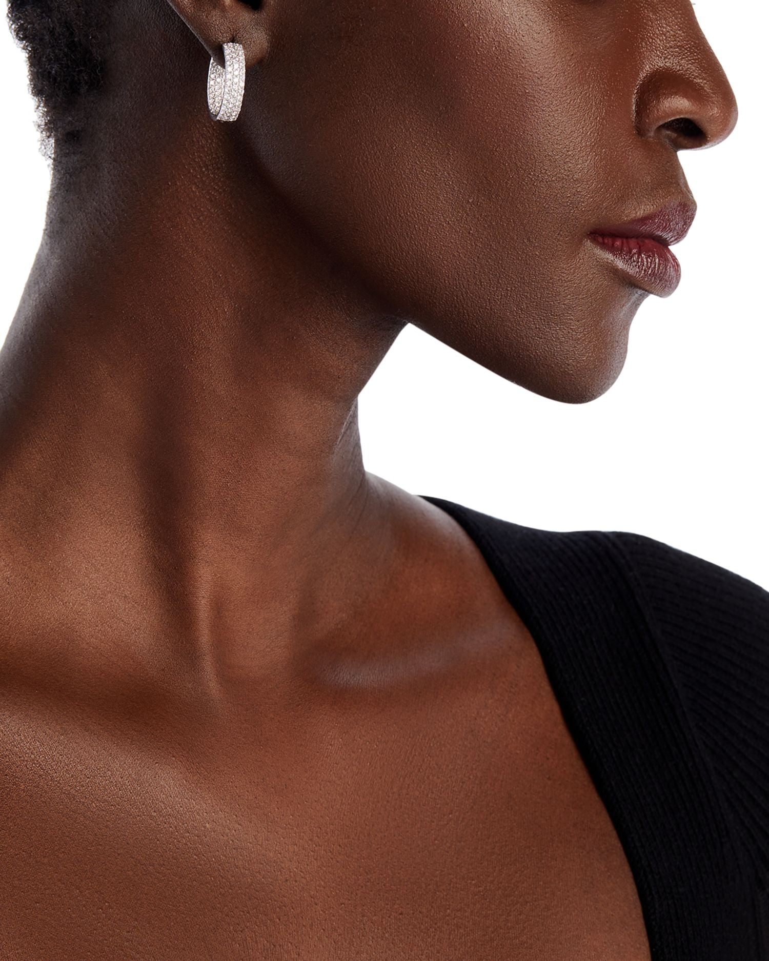 Diamond Inside Out Small Hoop Earrings in 14K White Gold, 2.0 ct. t.w.