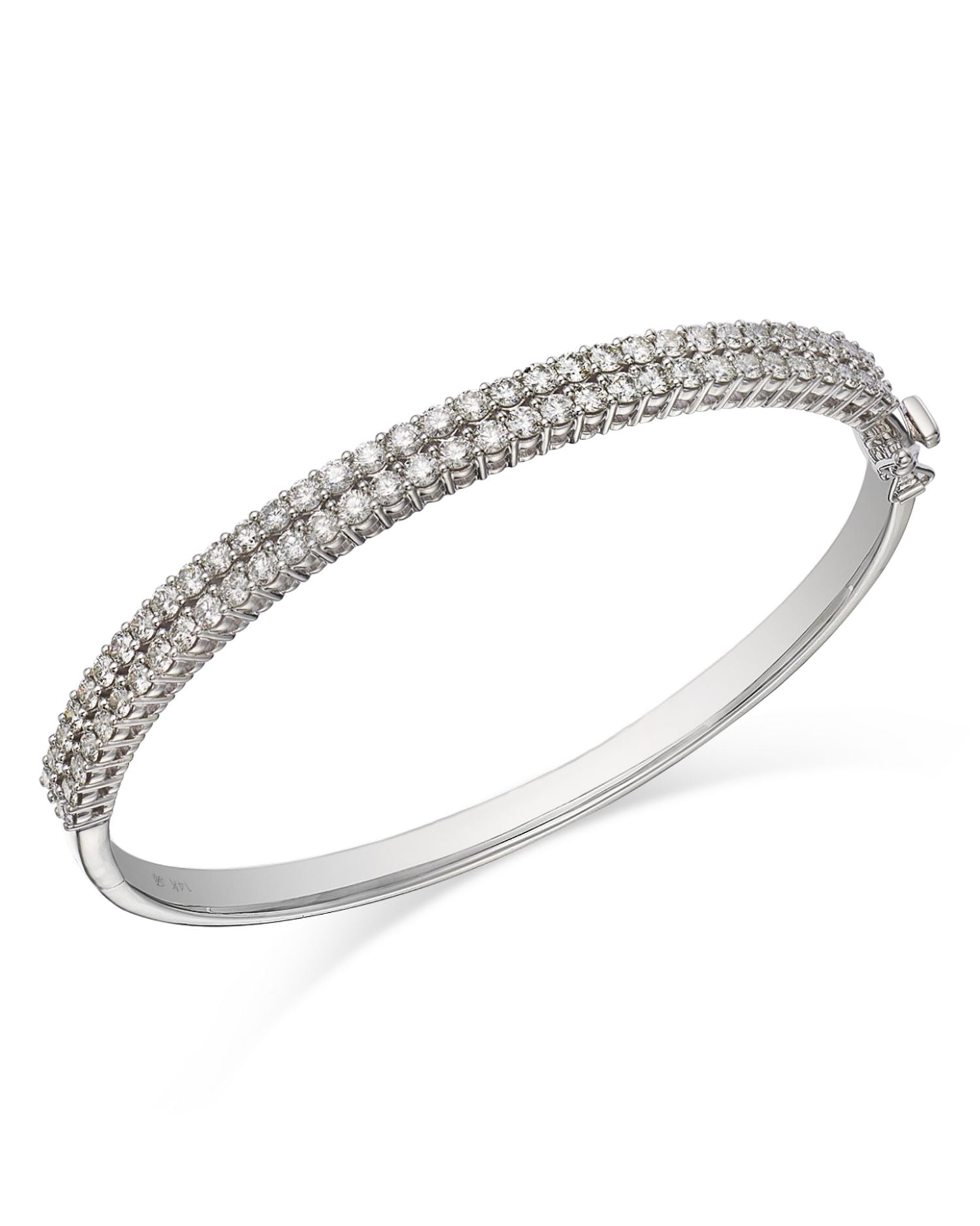 Diamond Double Row Bangle Bracelet in 14K White Gold, 3.0 ct. t.w.