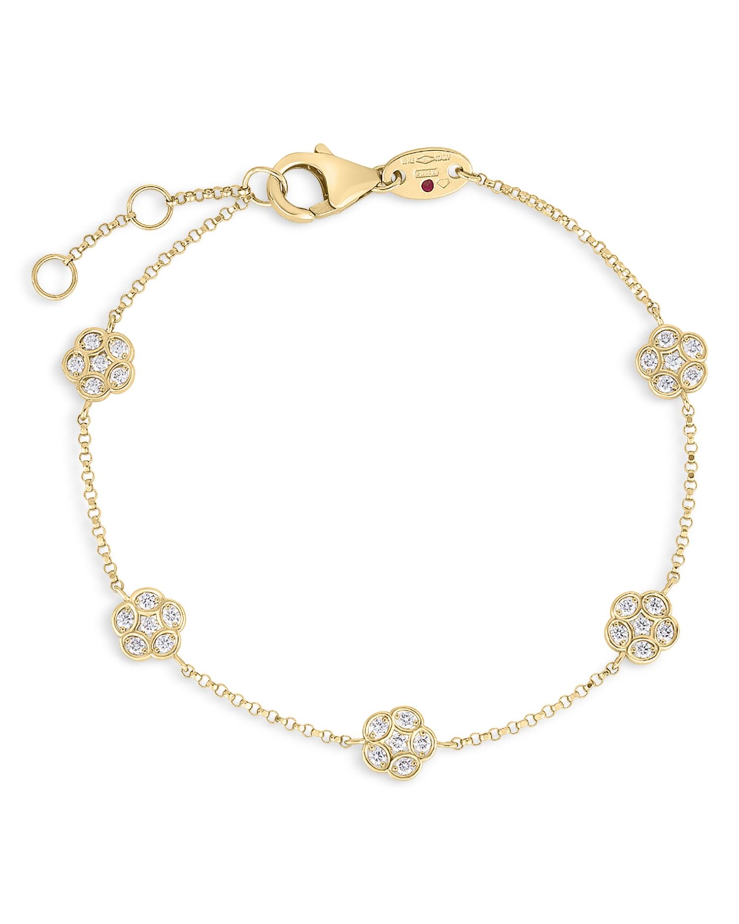 18K Yellow Gold Daisy Diamonds by the Inch Chain Bracelet - Exclusive