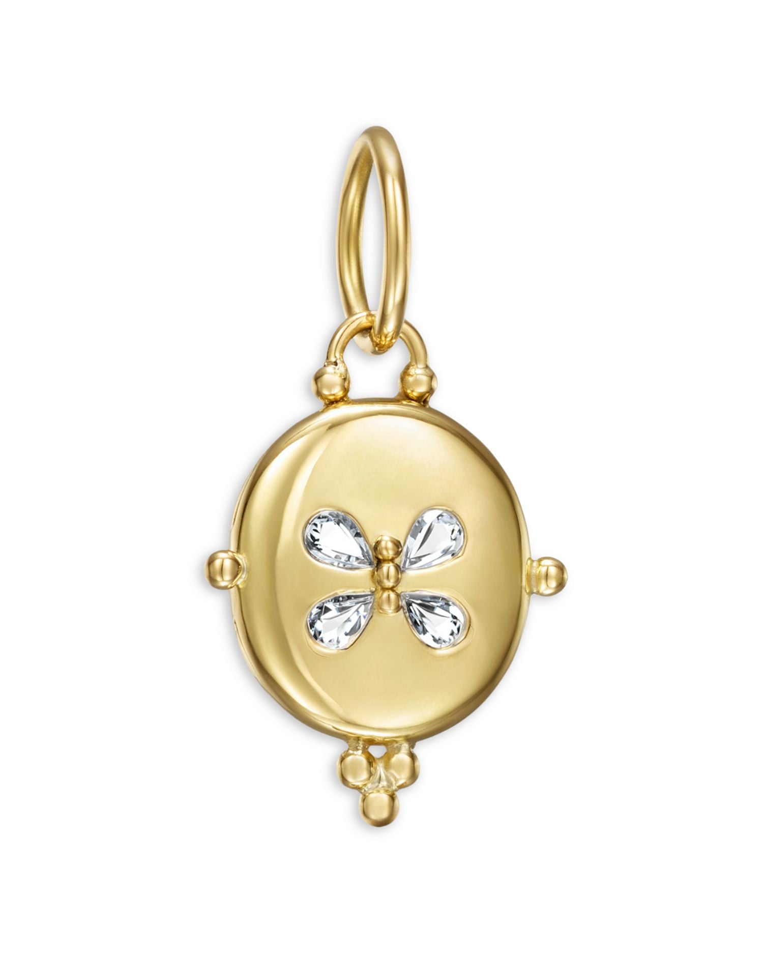 18K Yellow Gold FJ Diamond Butterfly Oval Locket Pendant