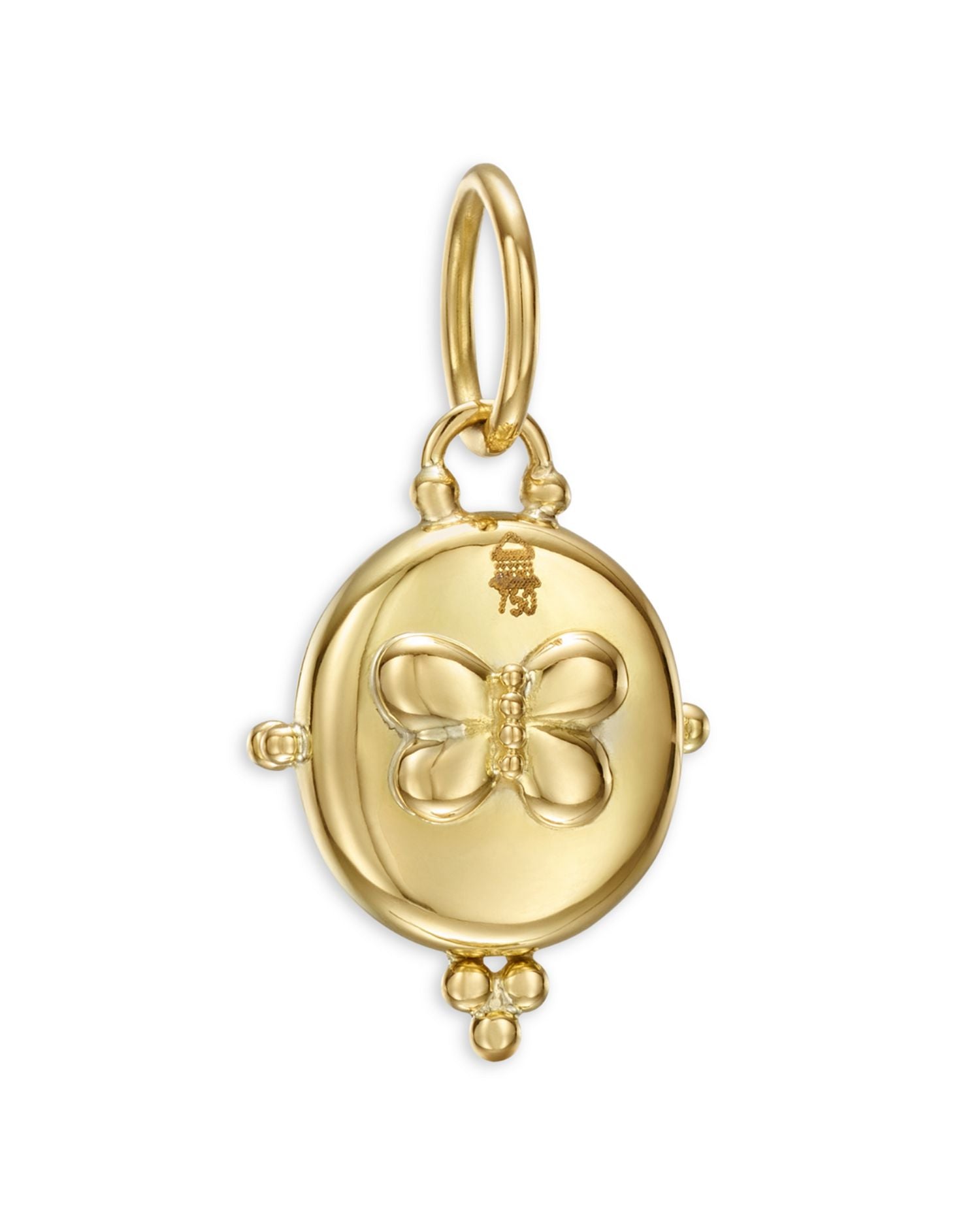 18K Yellow Gold FJ Diamond Butterfly Oval Locket Pendant