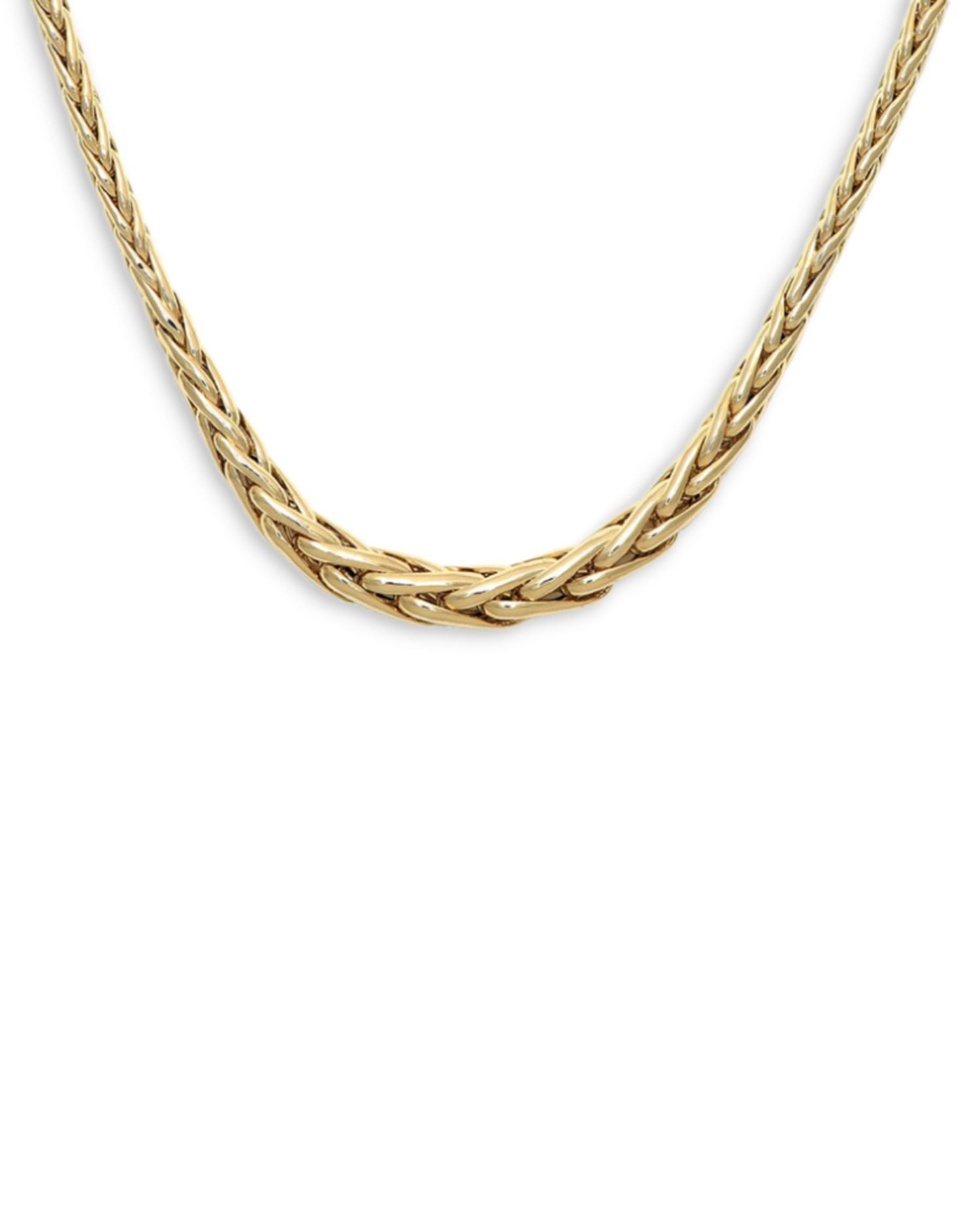 14K Yellow Gold Graduated Wheat Link Chain Necklace, 20'
