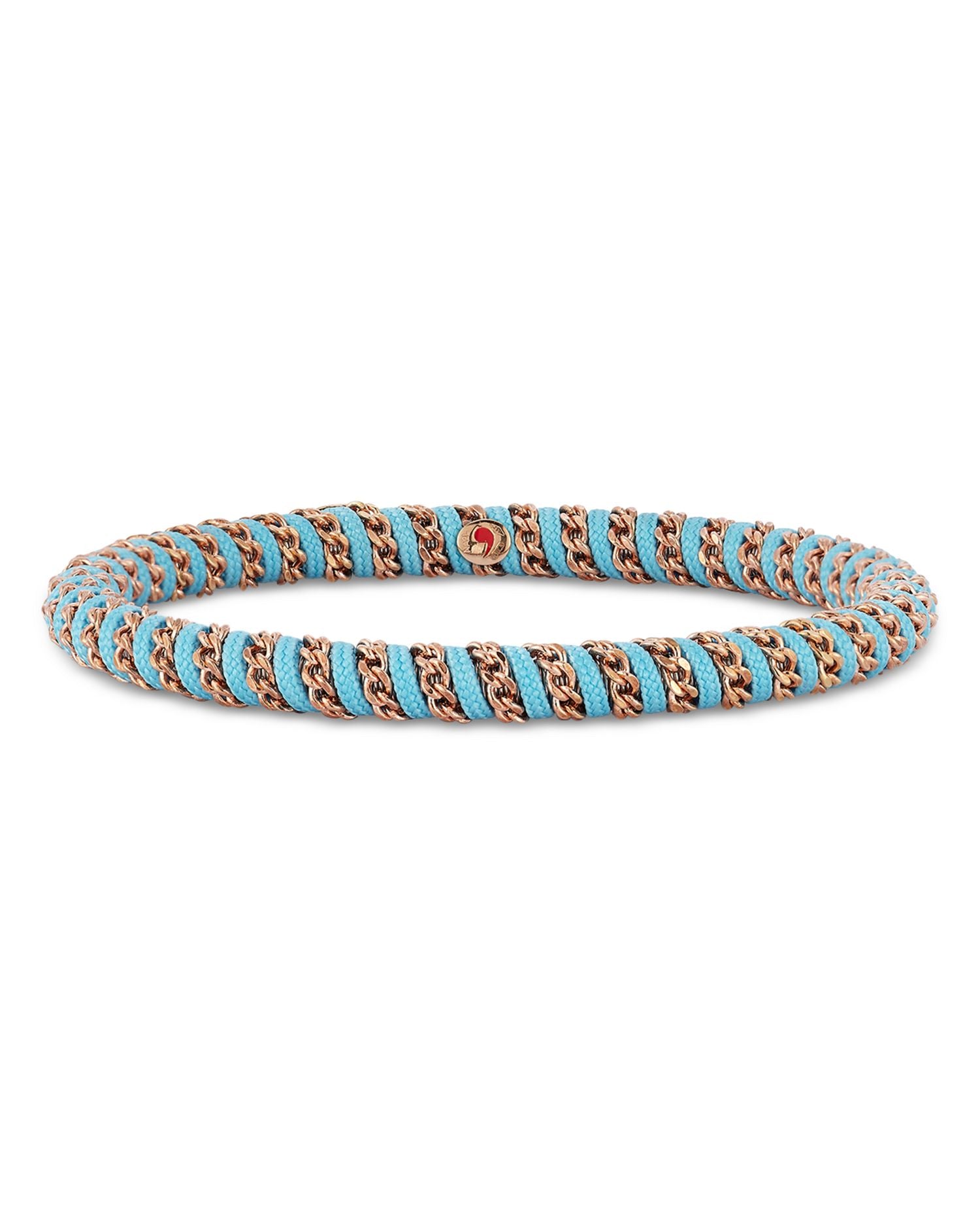 18K Rose Gold Gio Light Blue Nautical Cord Stretch Bracelet