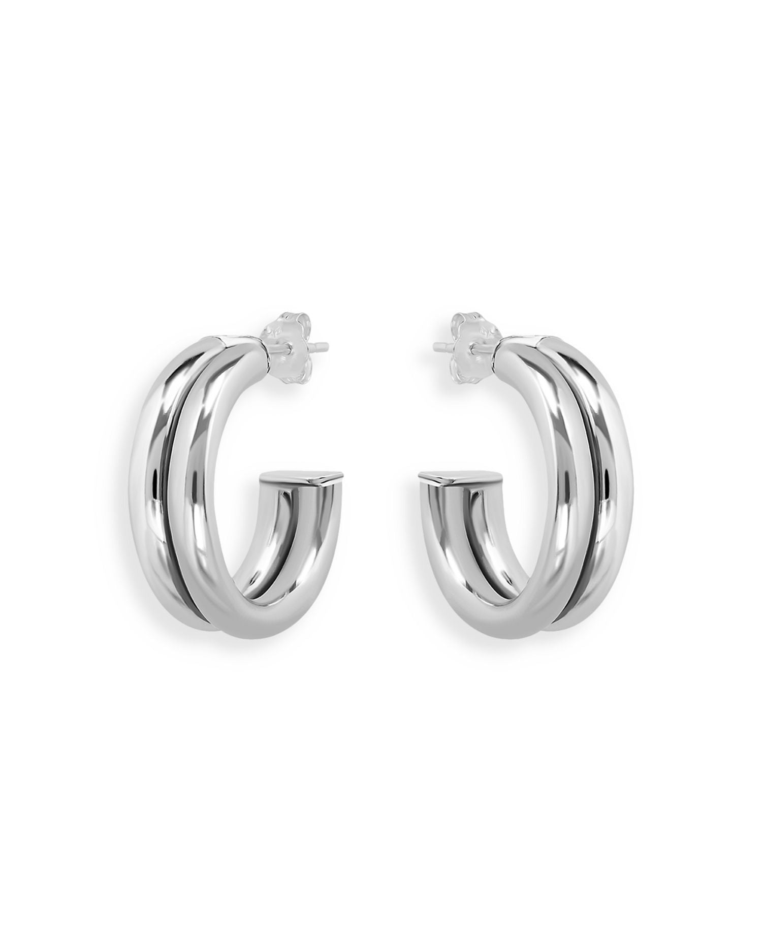 Double Hoop Earrings in Sterling Silver - Exclusive