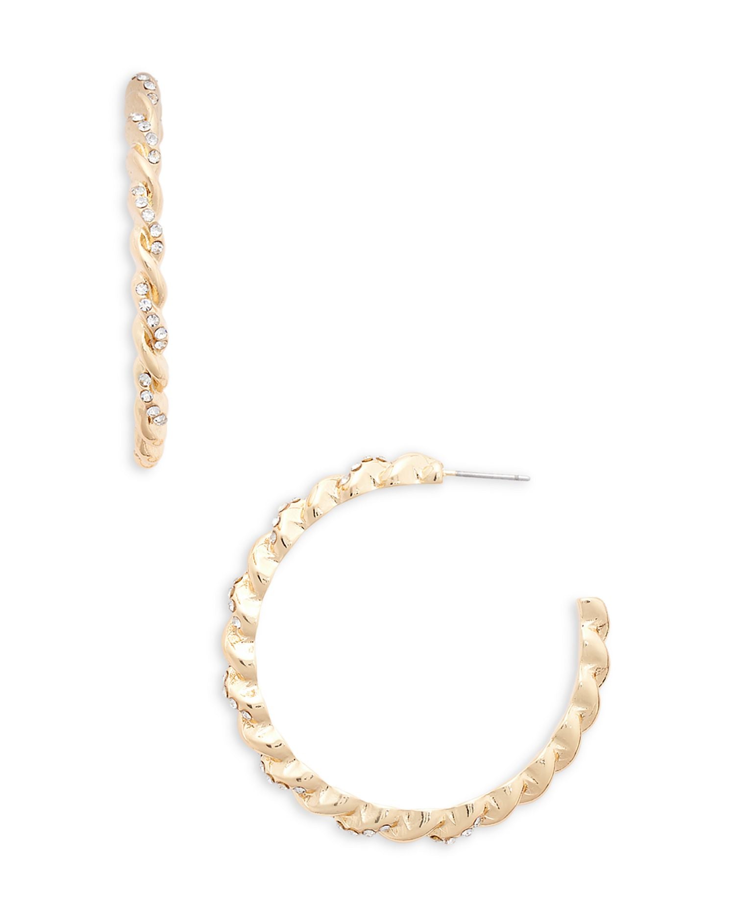 Pavé Twist C Hoop Earrings in Gold Tone - Exclusive