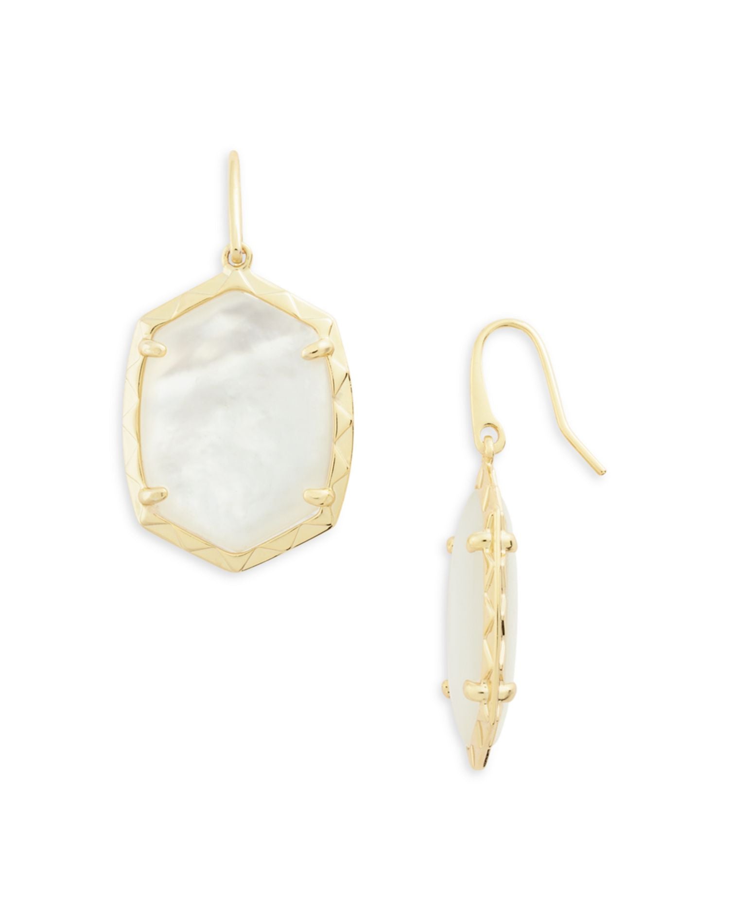 Daphne Large Hexagon Stone Drop Earrings