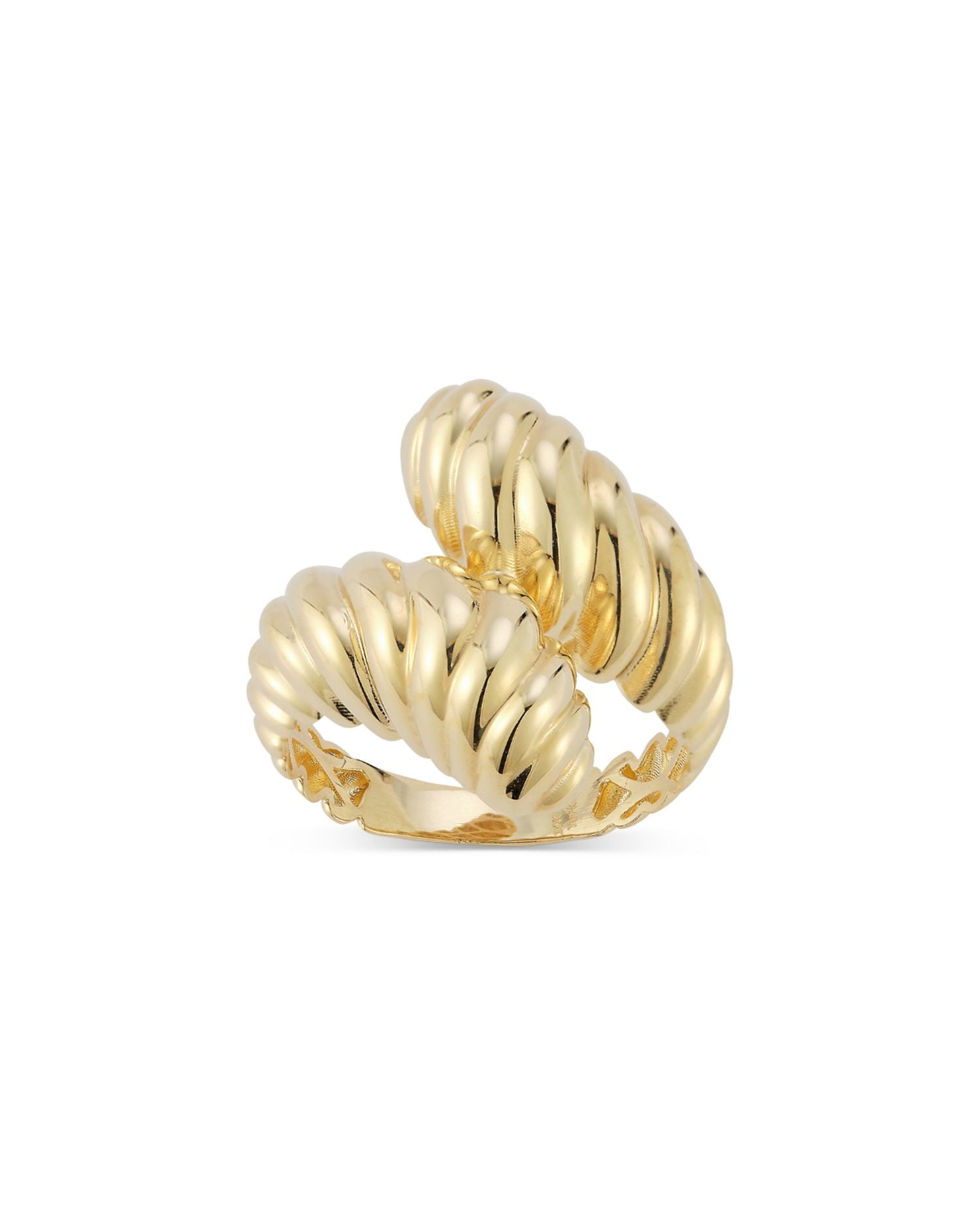 14K Yellow Gold Twist Bypass Ring