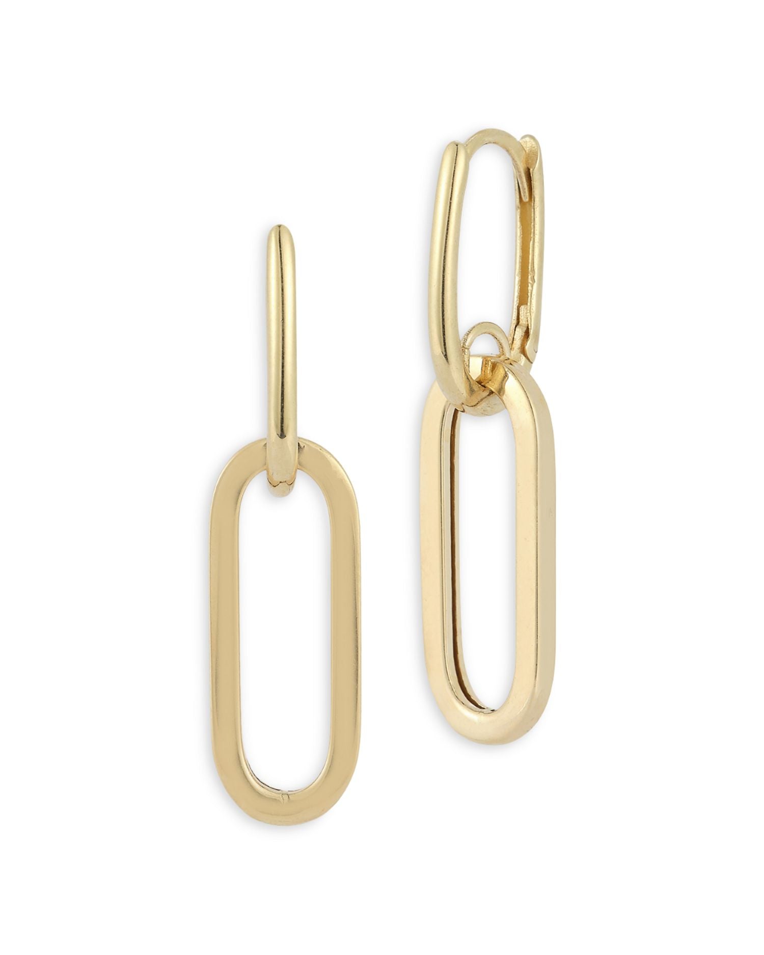 14K Yellow Gold Polished Chain Link Drop Earrings