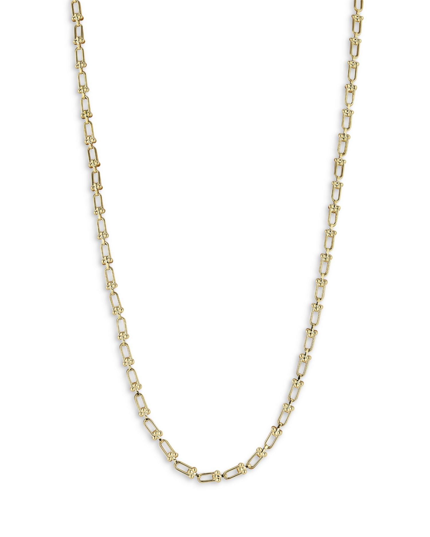 14K Yellow Gold Stirrup Link Chain Necklace, 18'
