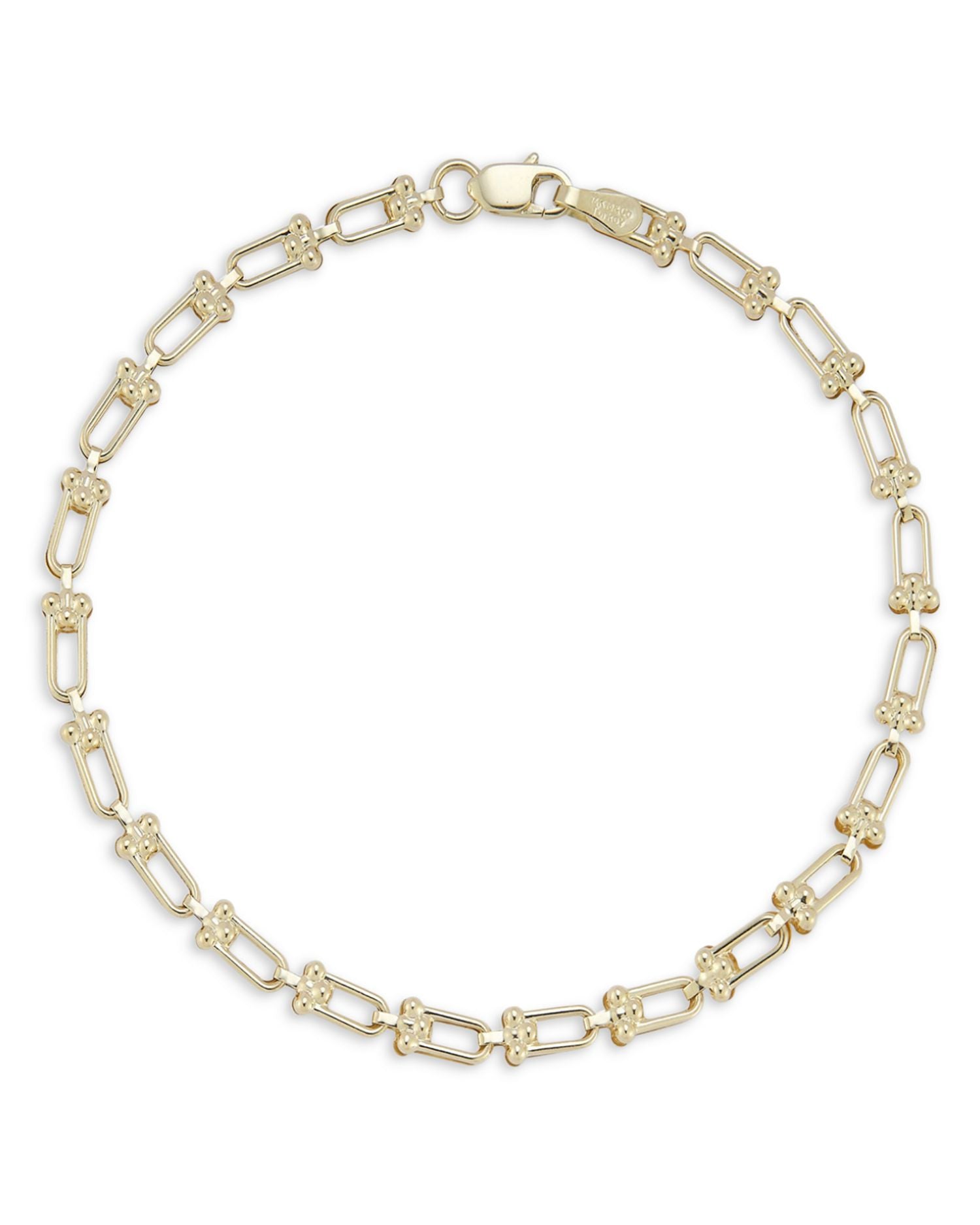 14K Yellow Gold Stirrup Link Chain Bracelet