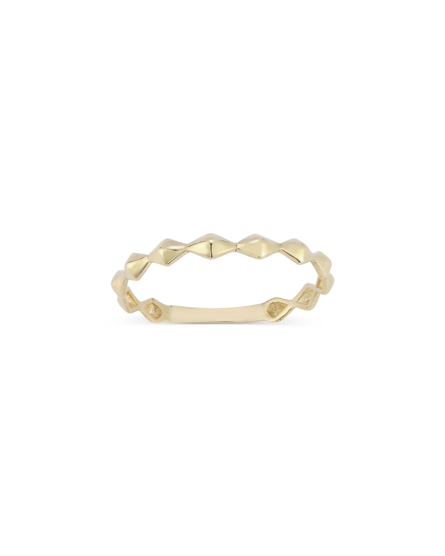 14K Yellow Gold Geometric Narrow Band