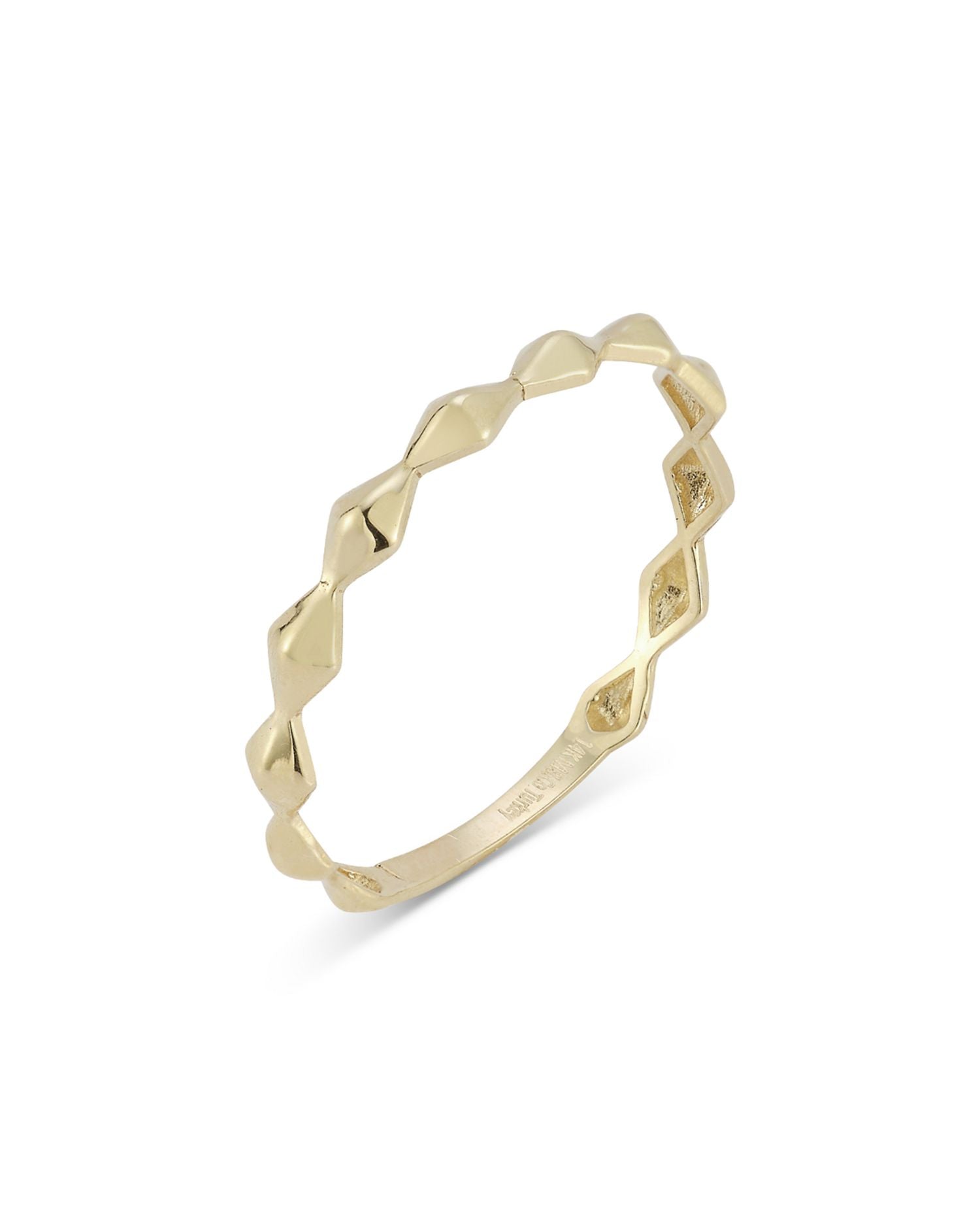 14K Yellow Gold Geometric Narrow Band