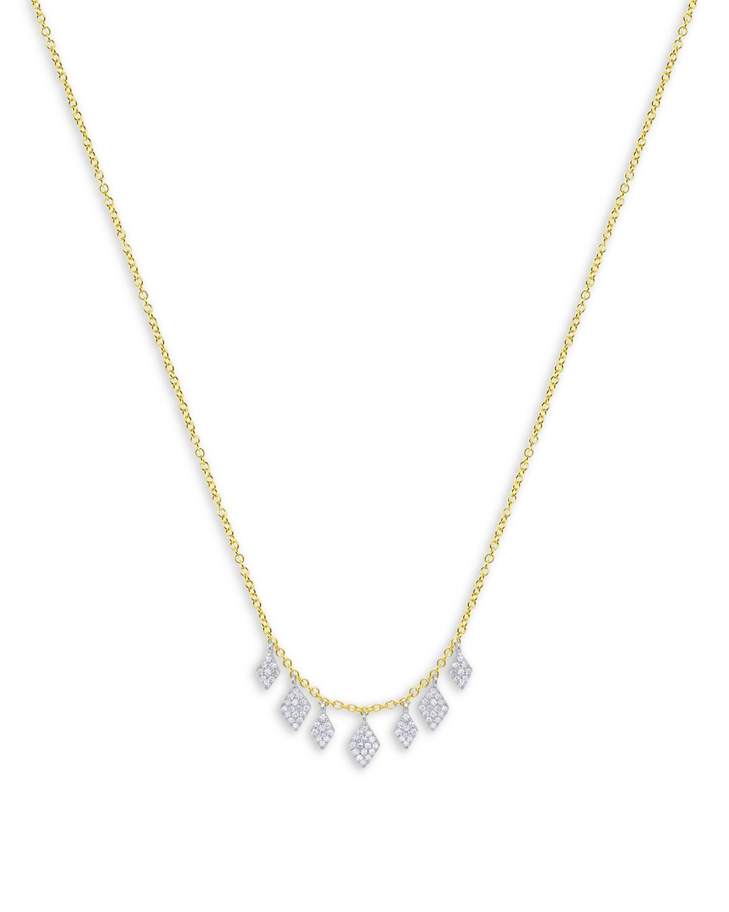 14K White & Yellow Gold Diamond Dangle Disc Collar Necklace, 18'