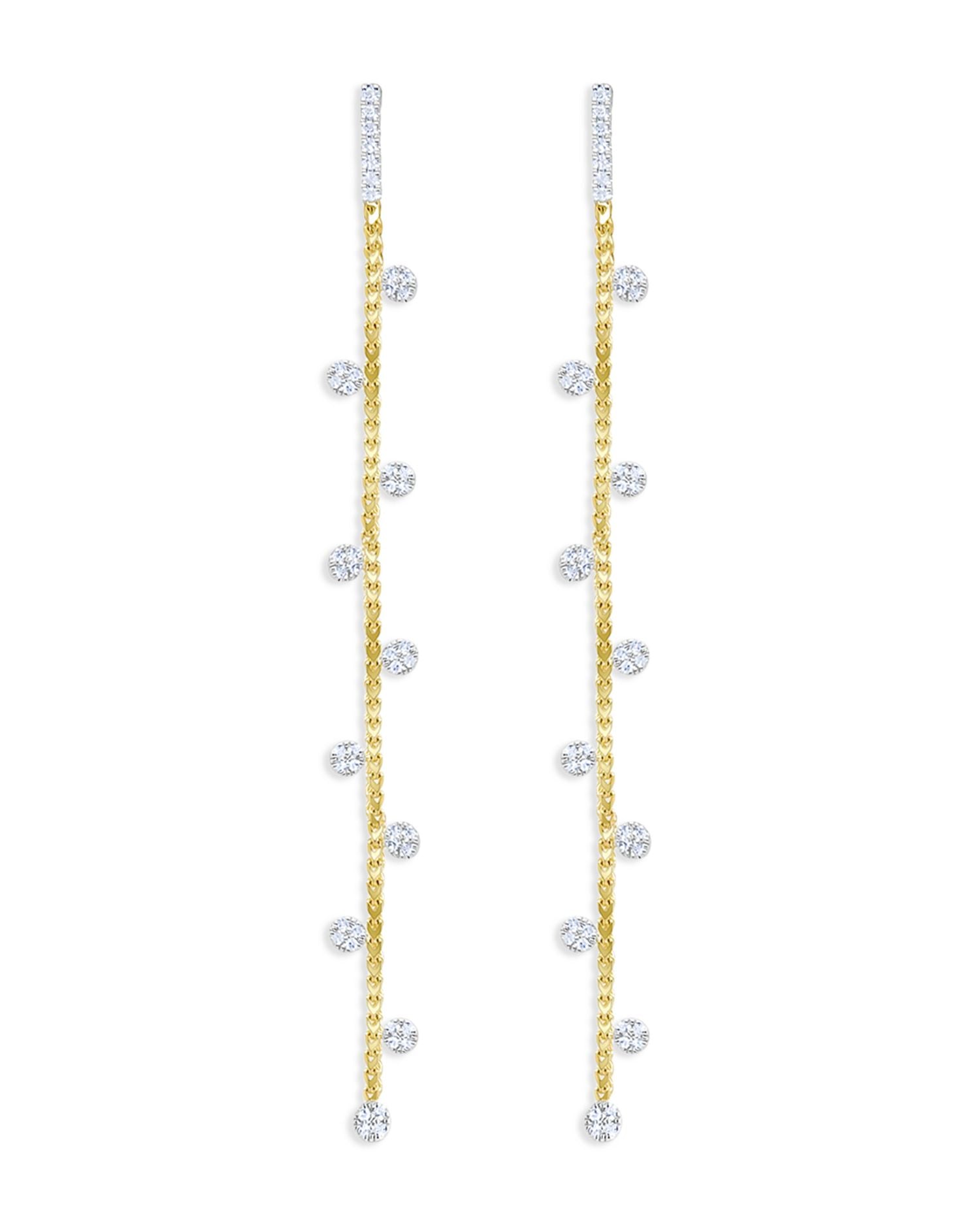 14K Yellow Gold & 14K White Gold Diamond Linear Drop Earrings