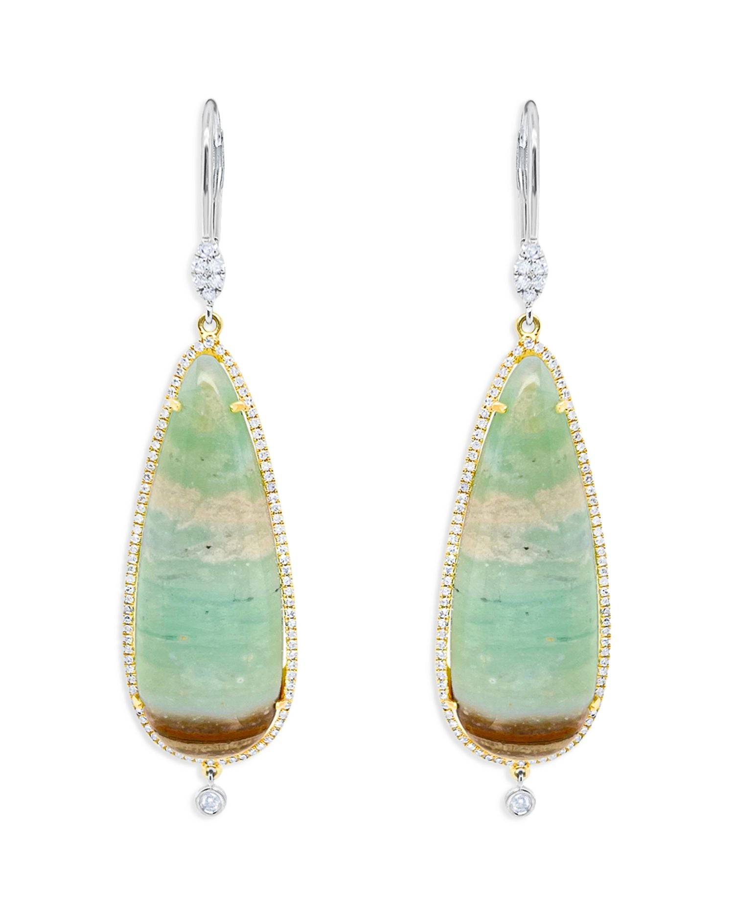 14K Yellow Gold & 14K White Gold Andean Opal & Diamond Drop Earrings