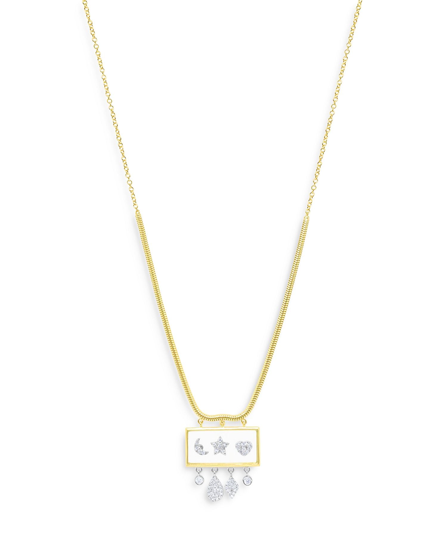 14K White Gold & 14K Yellow Gold Rectangle Symbol Pendant Necklace, 18'