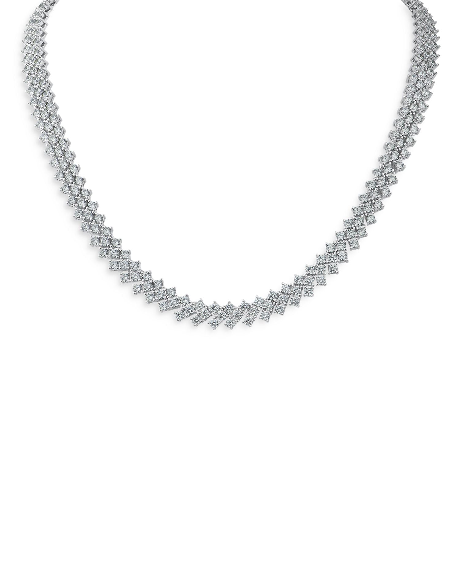 Round Chevron Collar Necklace, 16"