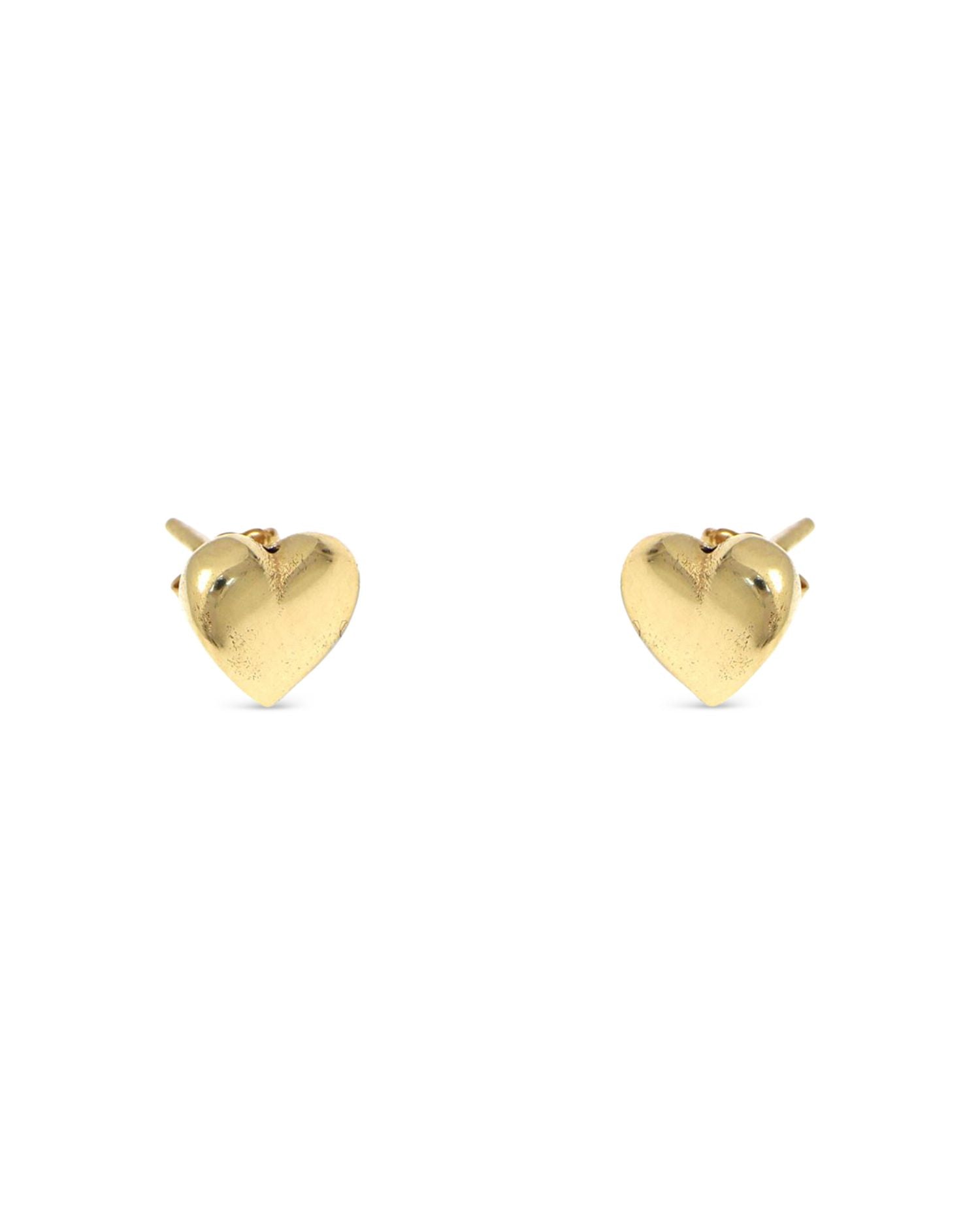 Polished Puff Heart Stud Earrings in 14K Yellow Gold