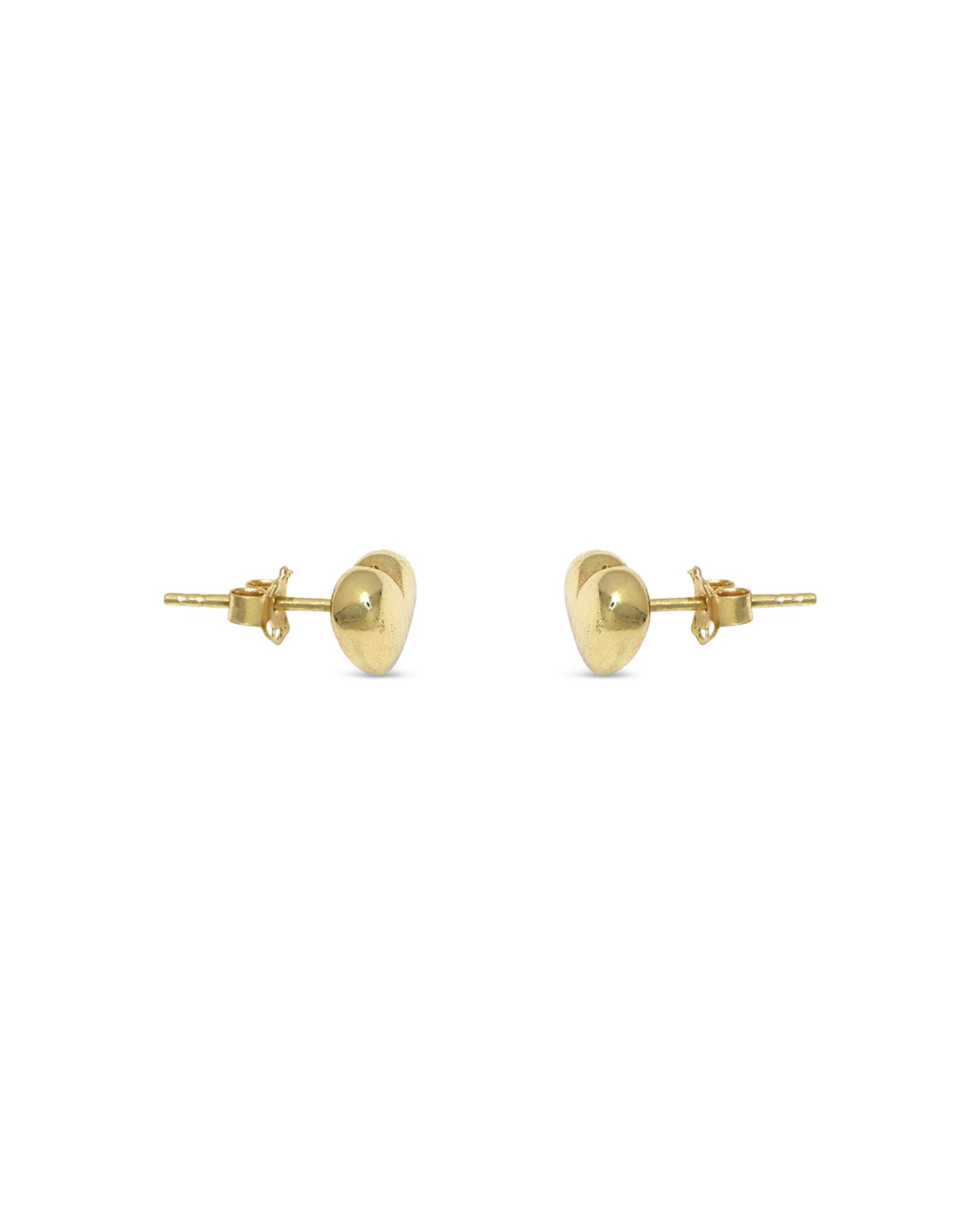 Polished Puff Heart Stud Earrings in 14K Yellow Gold