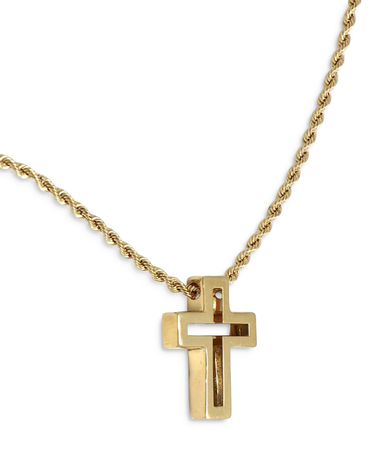 Open Cross Pendant Necklace in 14K Yellow Gold, 18'