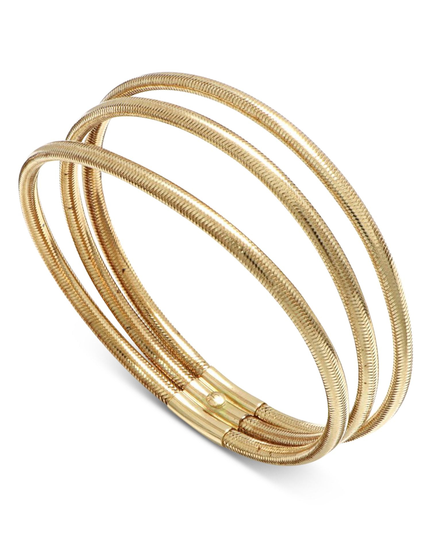 Polished Three Band Flex Bangle Bracelet in 14K Yellow Gold