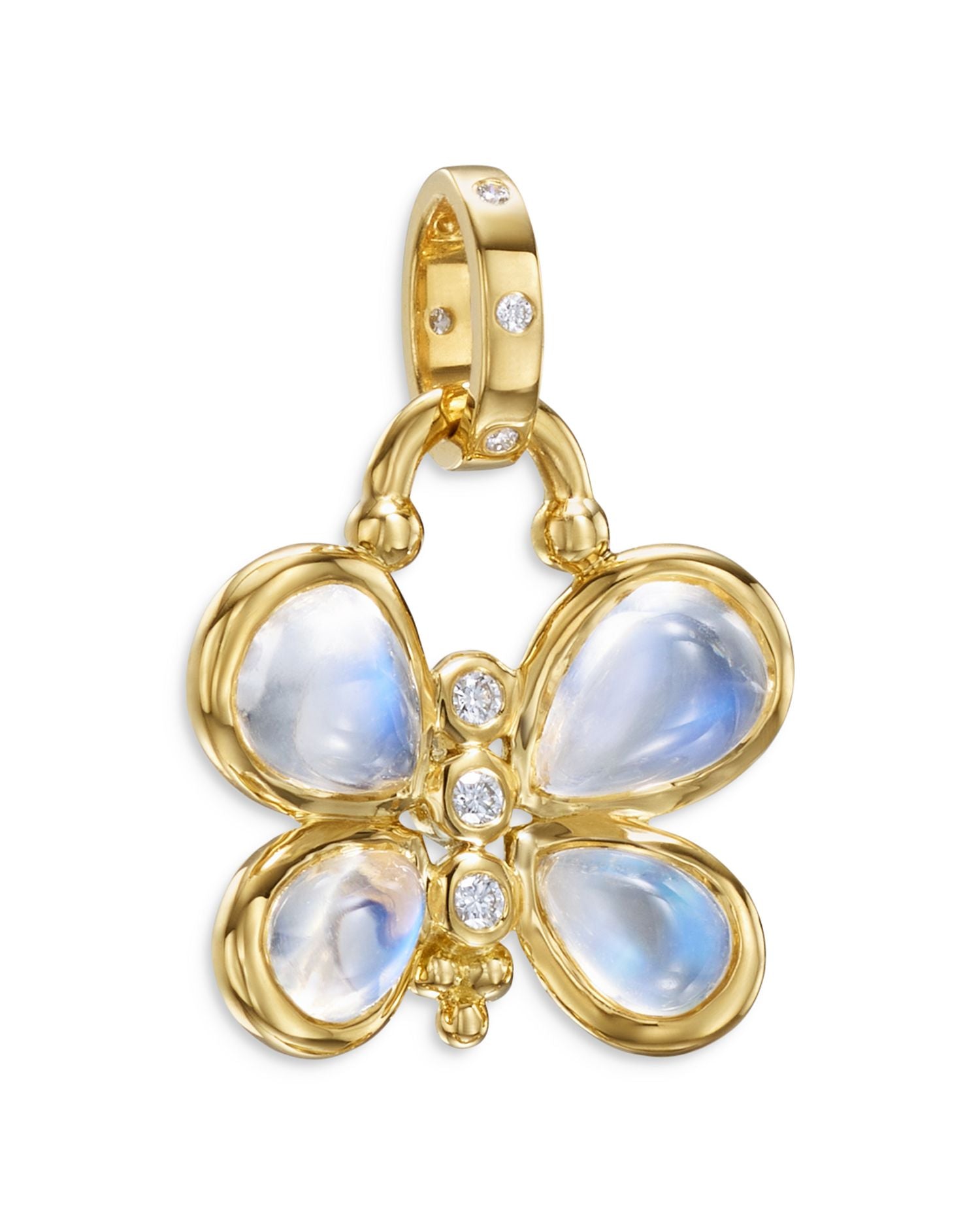 18K Yellow Gold Luna Butterfly Diamond & Blue Moonstone Pendant