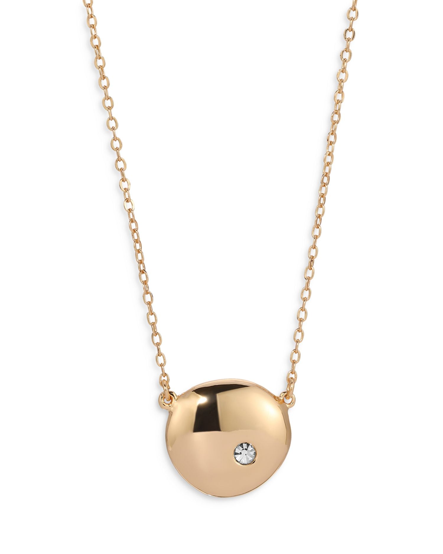 Pavé Skipping Stone Pendant Necklace in 18K Gold Plated, 17-20'